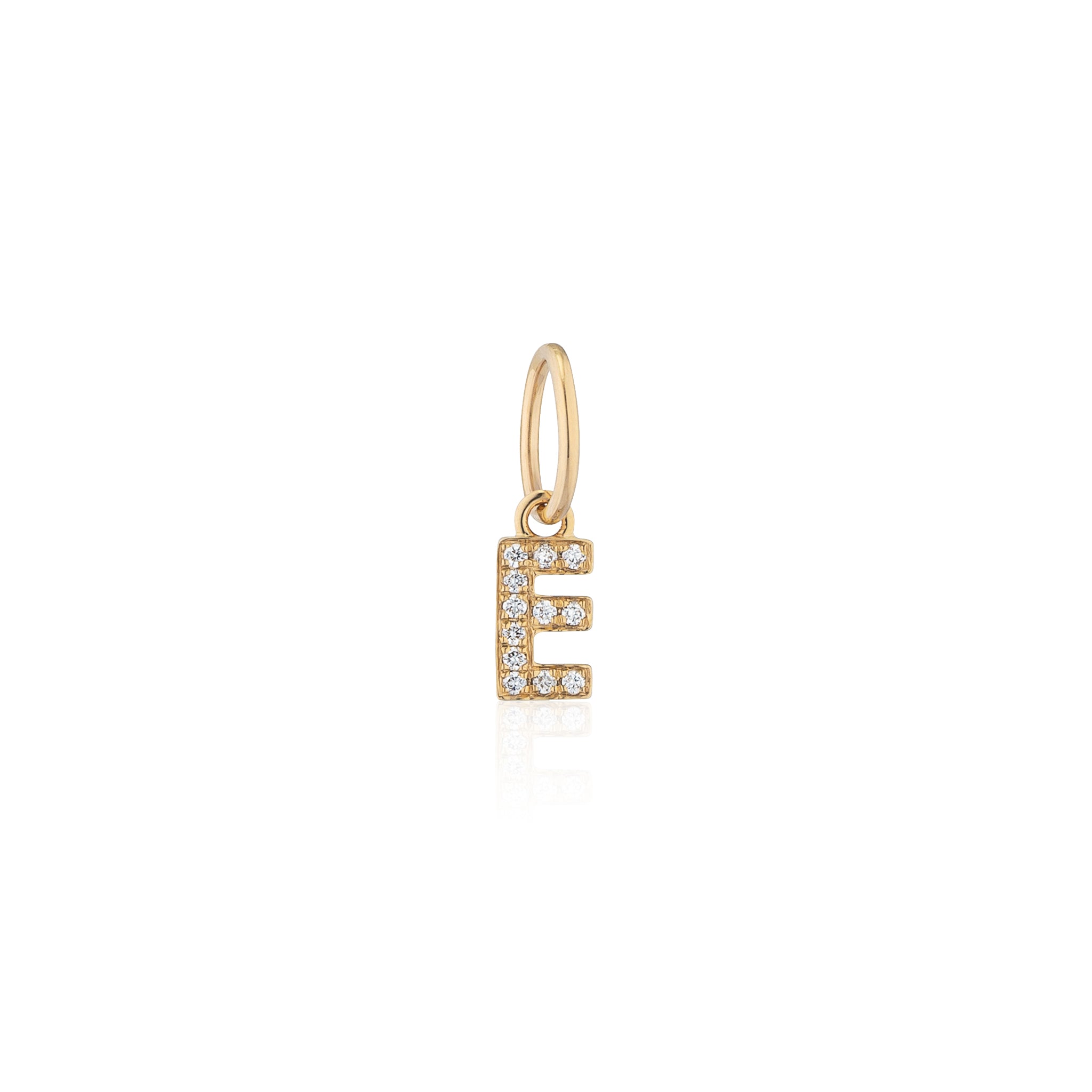 14 Karat Yellow Gold and Diamond Mini Initial Charm