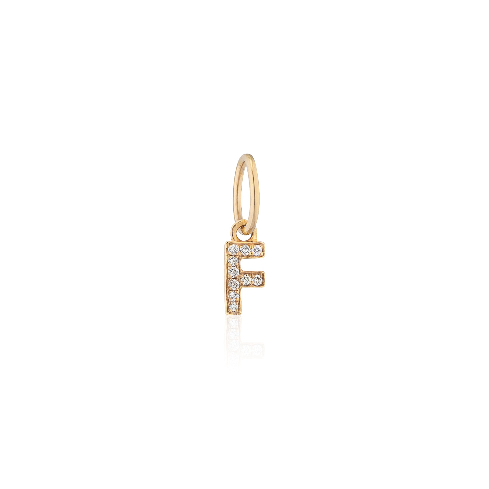 14 Karat Yellow Gold and Diamond Mini Initial Charm