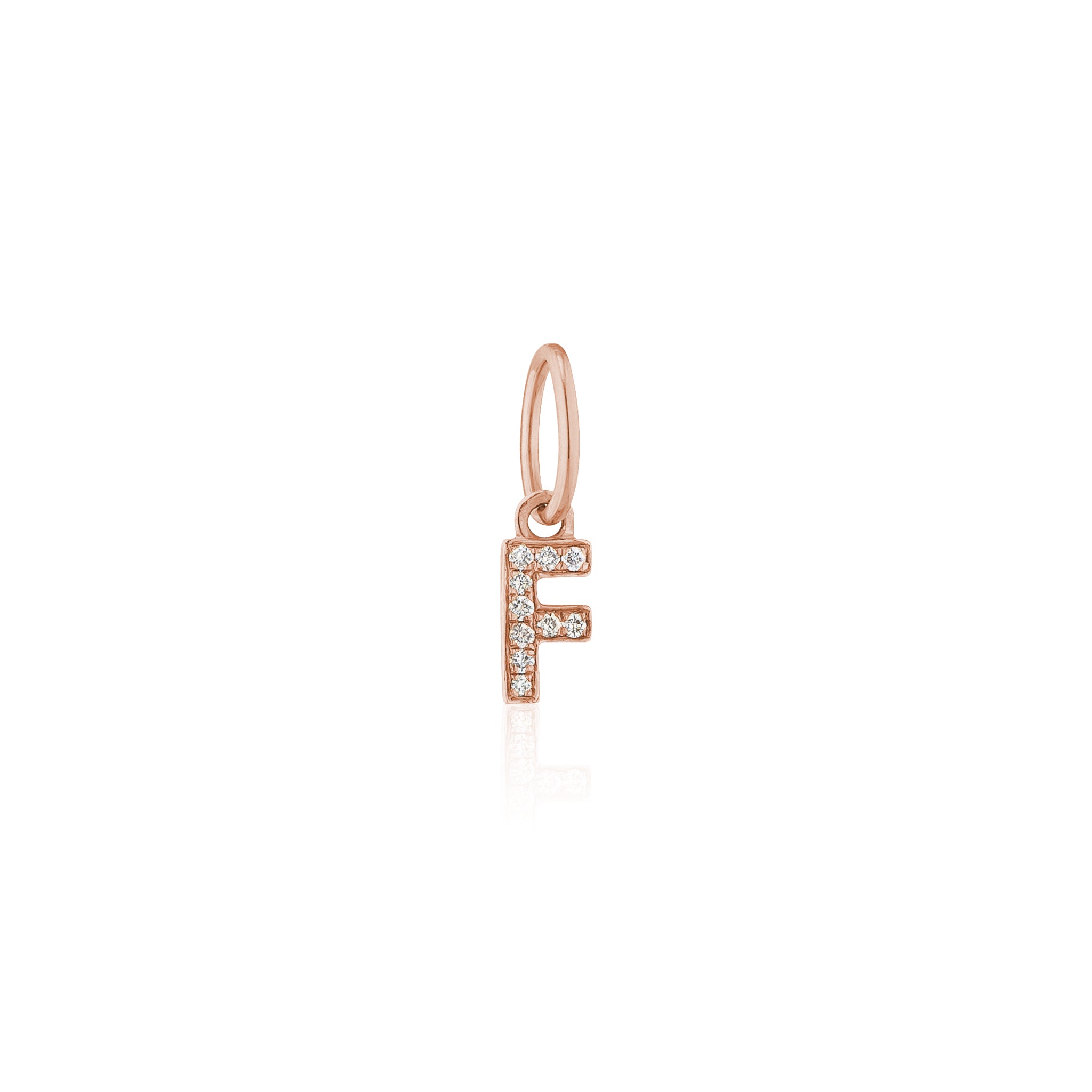 14 Karat Rose Gold and Diamond Mini Initial Charm