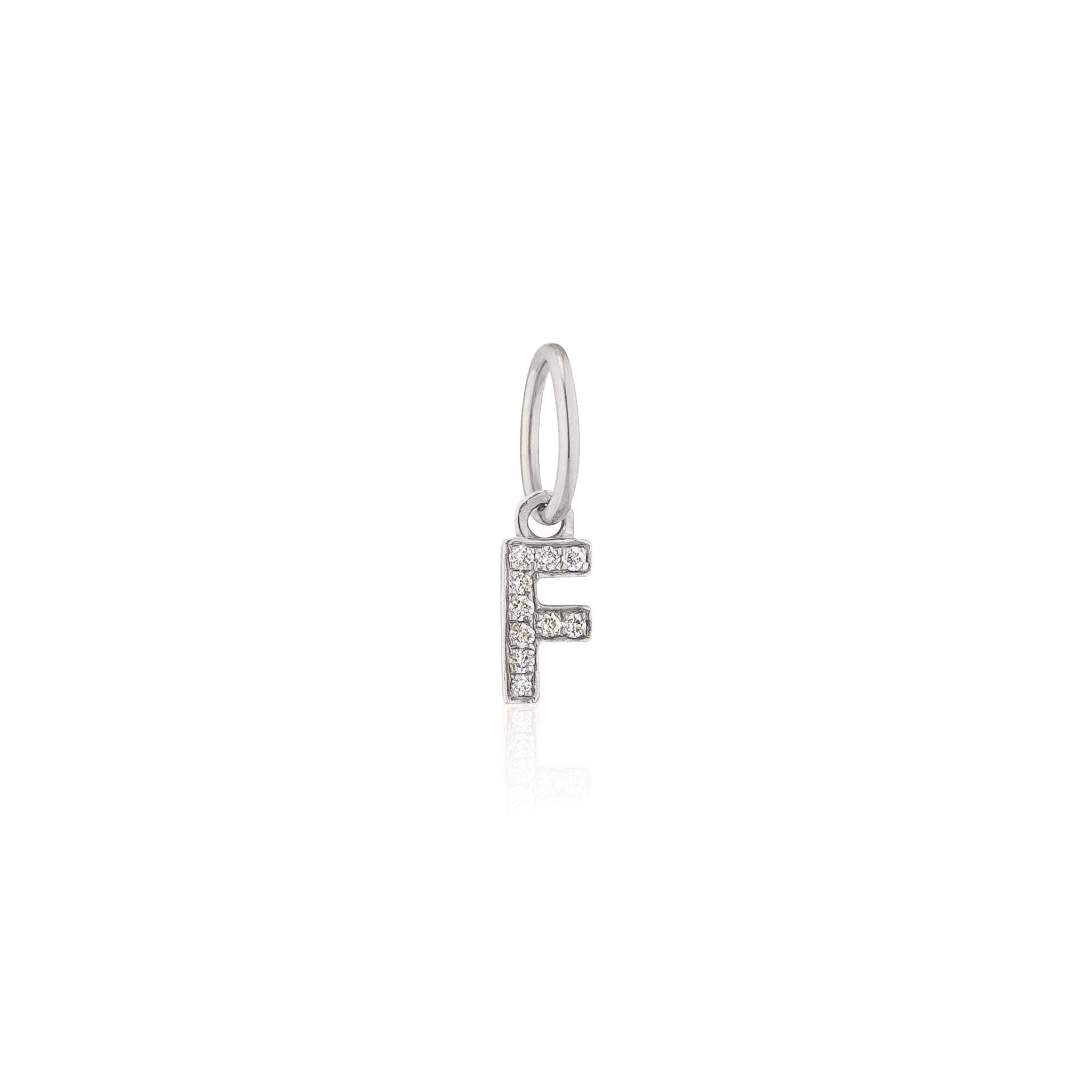 14 Karat White Gold and Diamond Mini Initial Charm