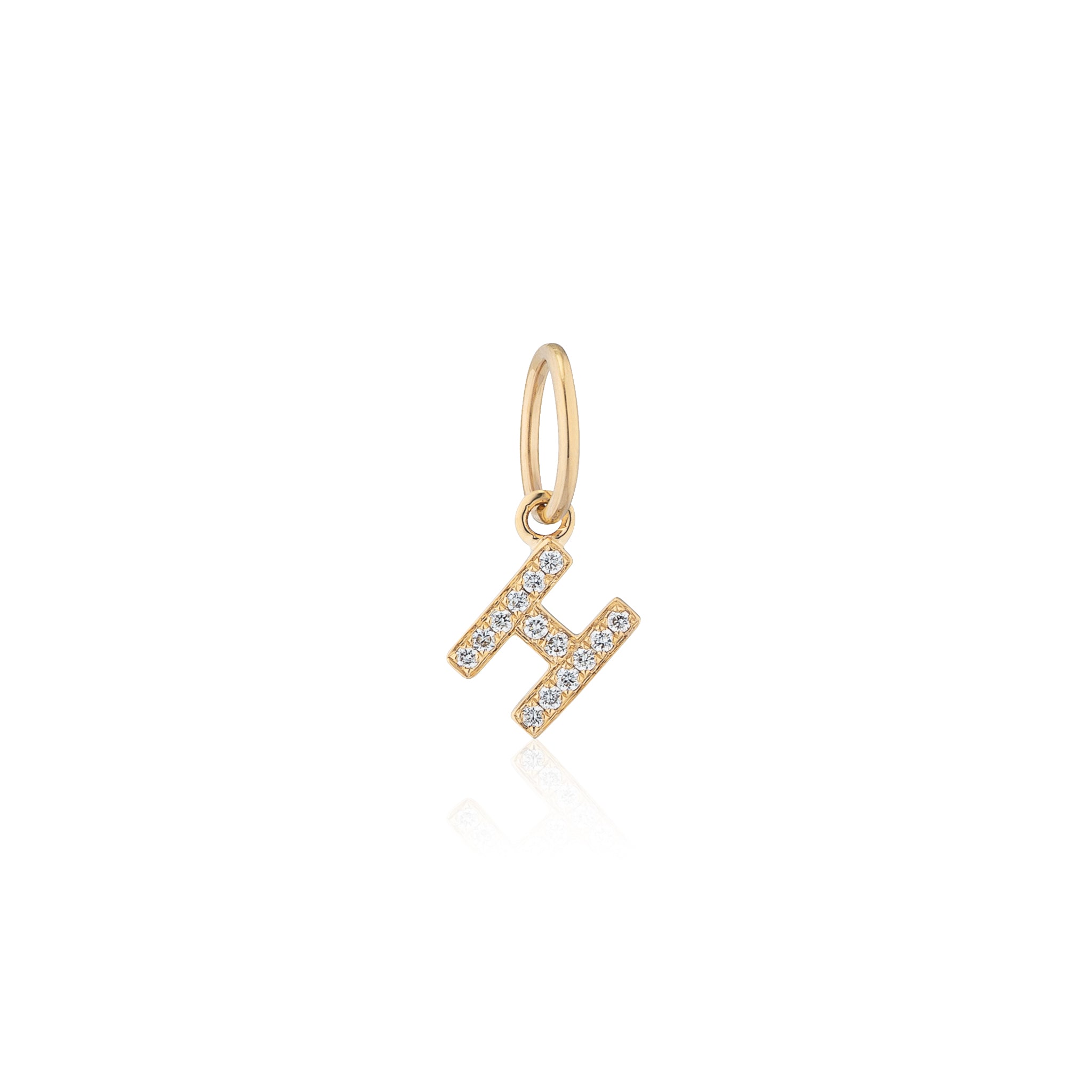 14 Karat Yellow Gold and Diamond Mini Initial Charm