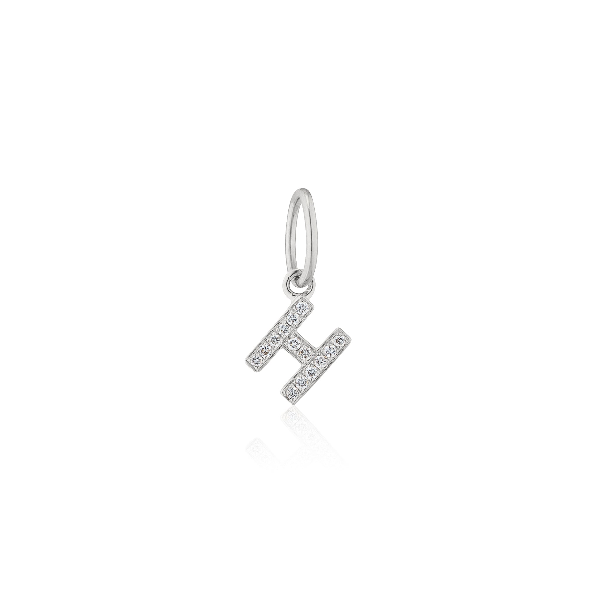 14 Karat White Gold and Diamond Mini Initial Charm