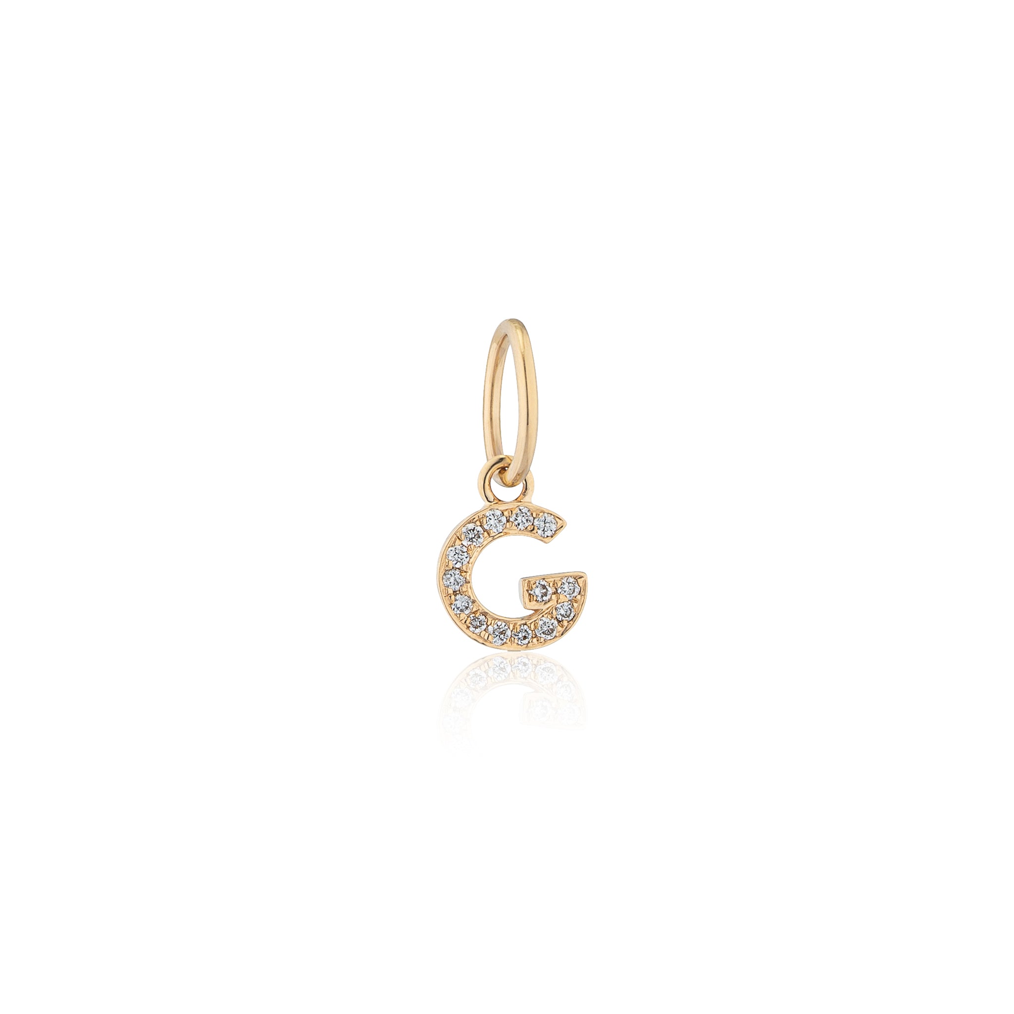 14 Karat Yellow Gold and Diamond Mini Initial Charm