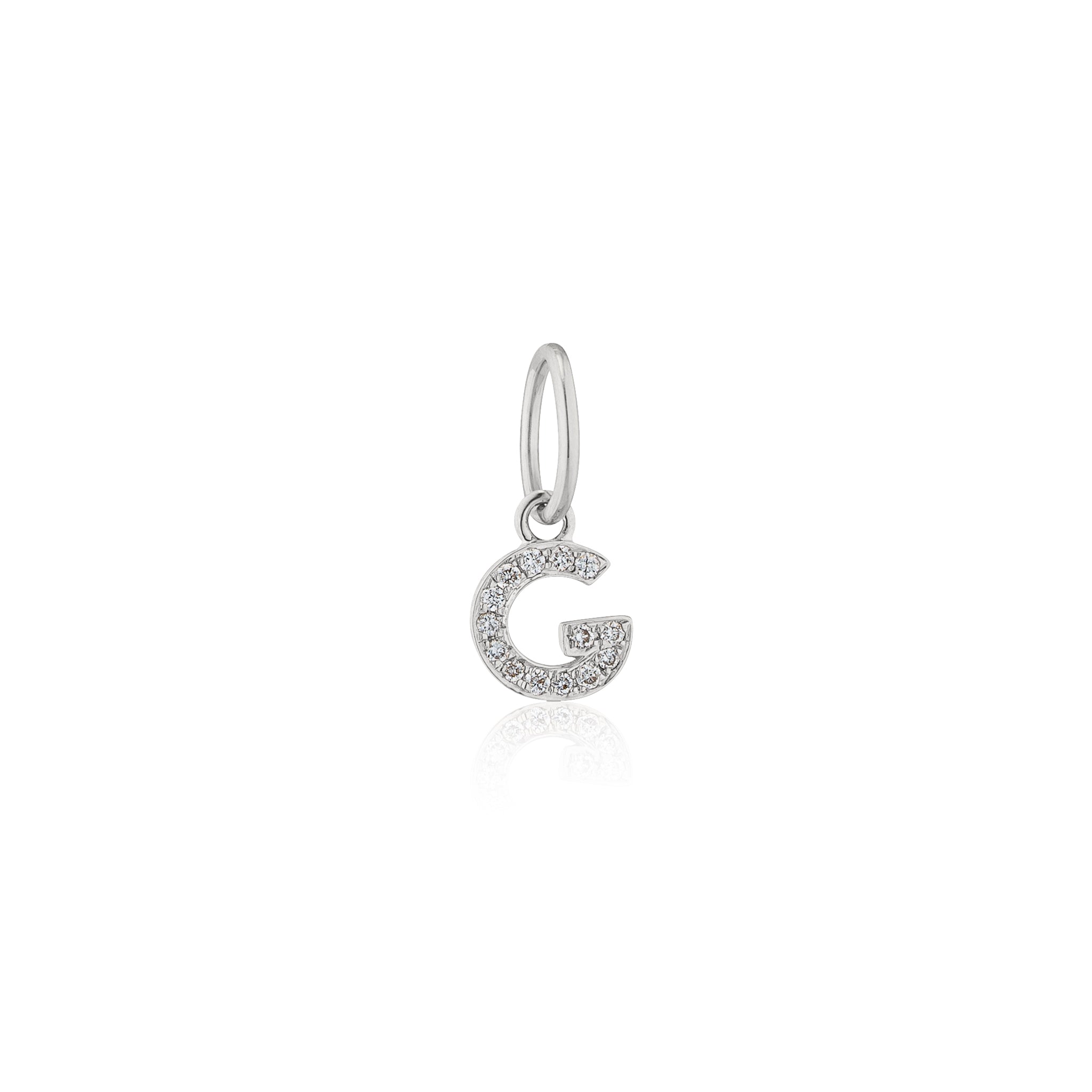 14 Karat White Gold and Diamond Mini Initial Charm