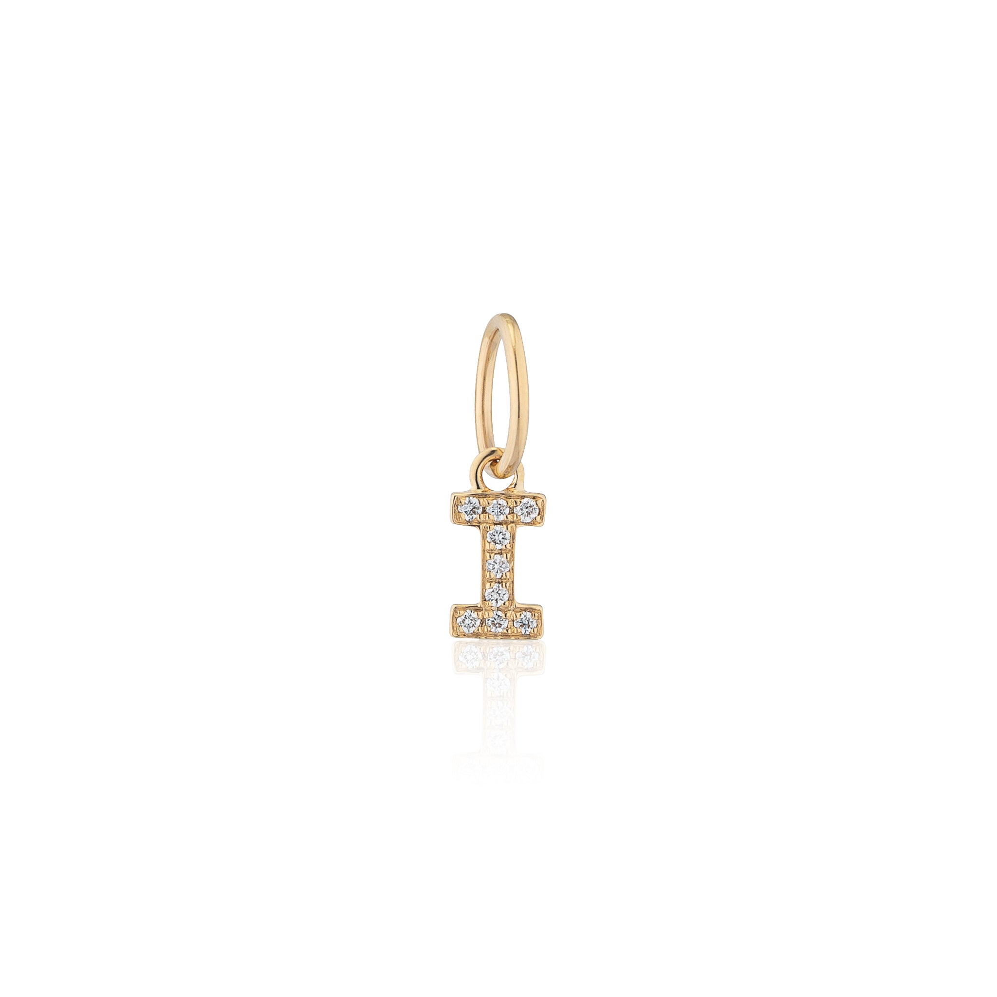 14 Karat Yellow Gold and Diamond Mini Initial Charm