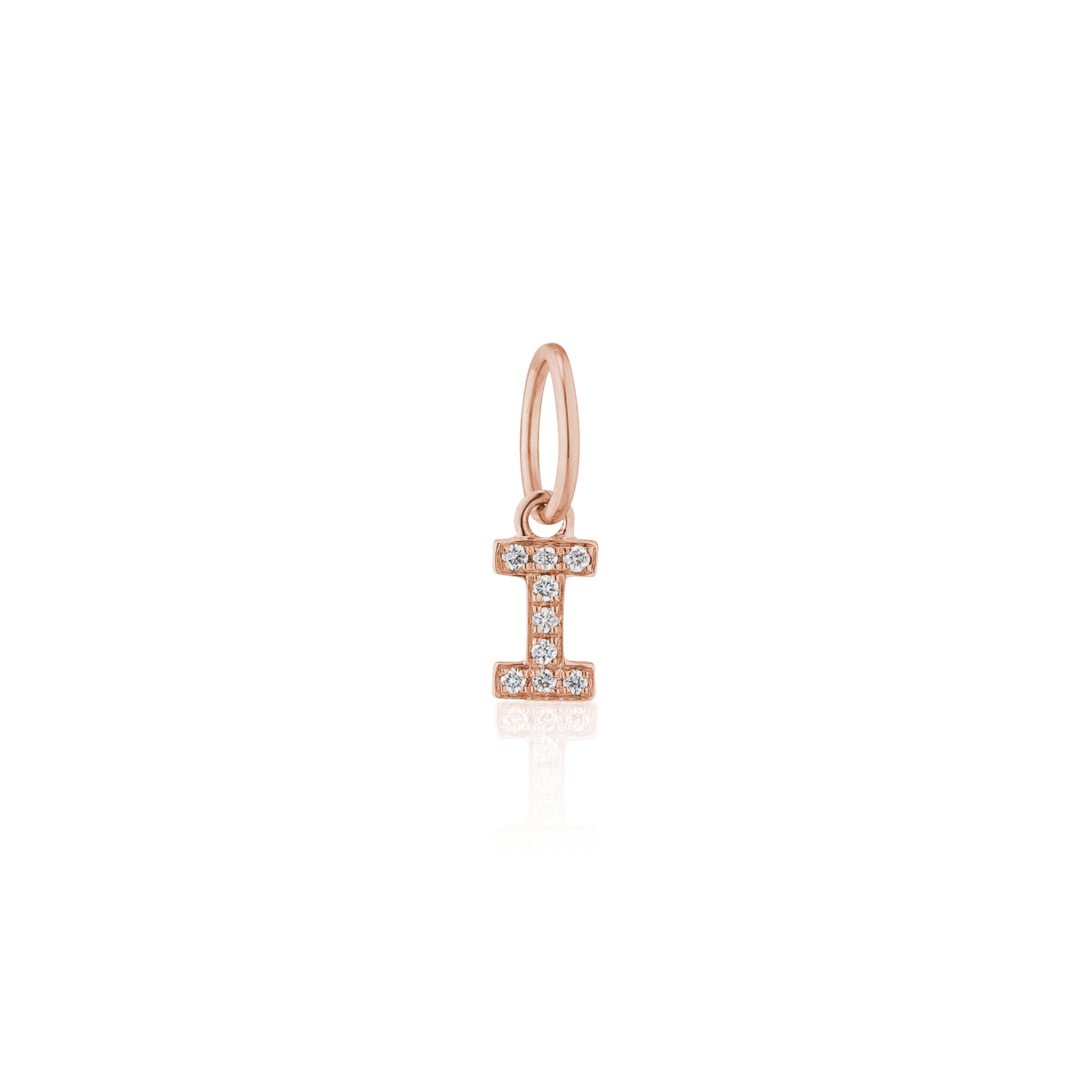 14 Karat Rose Gold and Diamond Mini Initial Charm