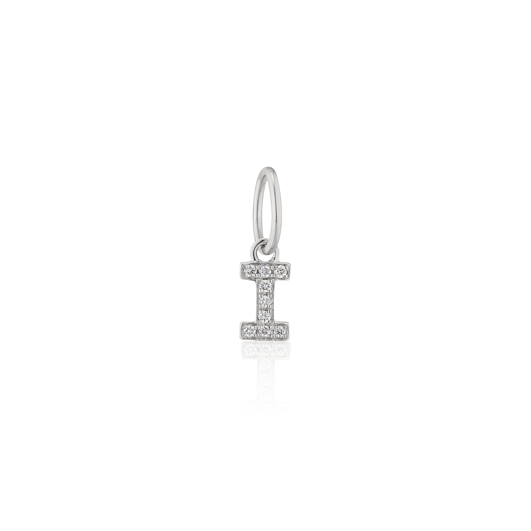 14 Karat White Gold and Diamond Mini Initial Charm