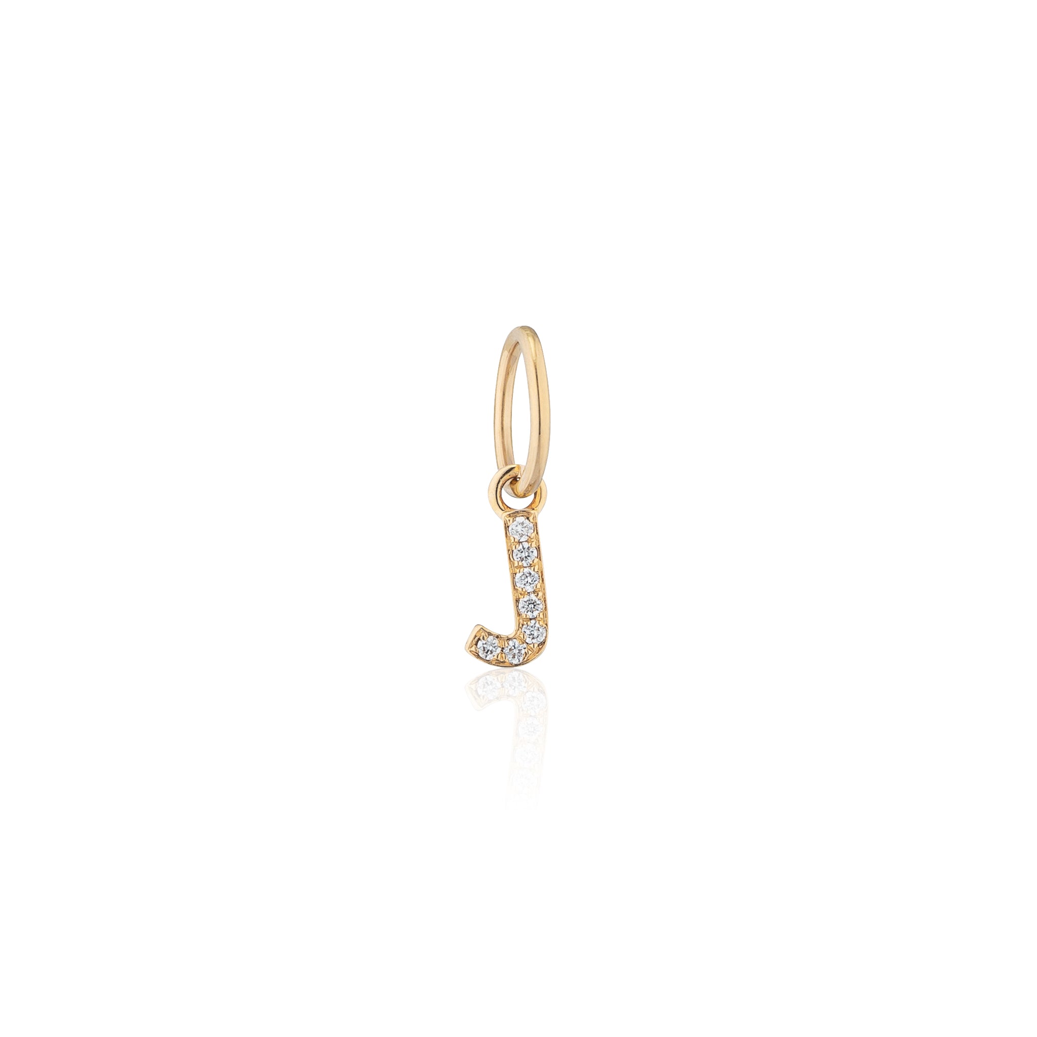 14 Karat Yellow Gold and Diamond Mini Initial Charm
