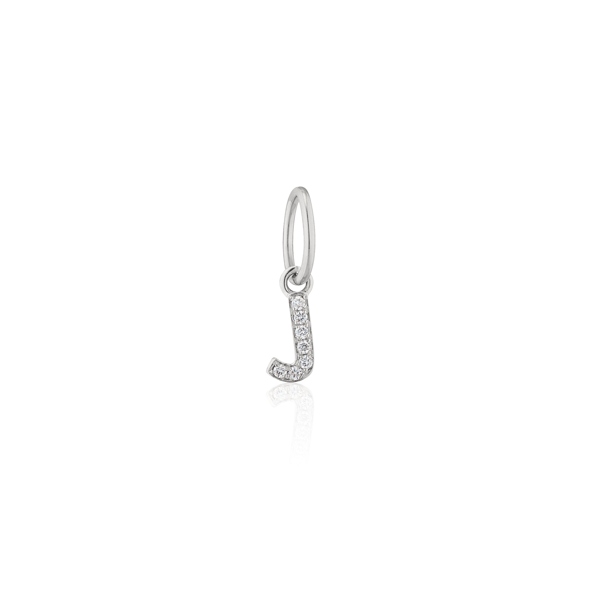 14 Karat White Gold and Diamond Mini Initial Charm