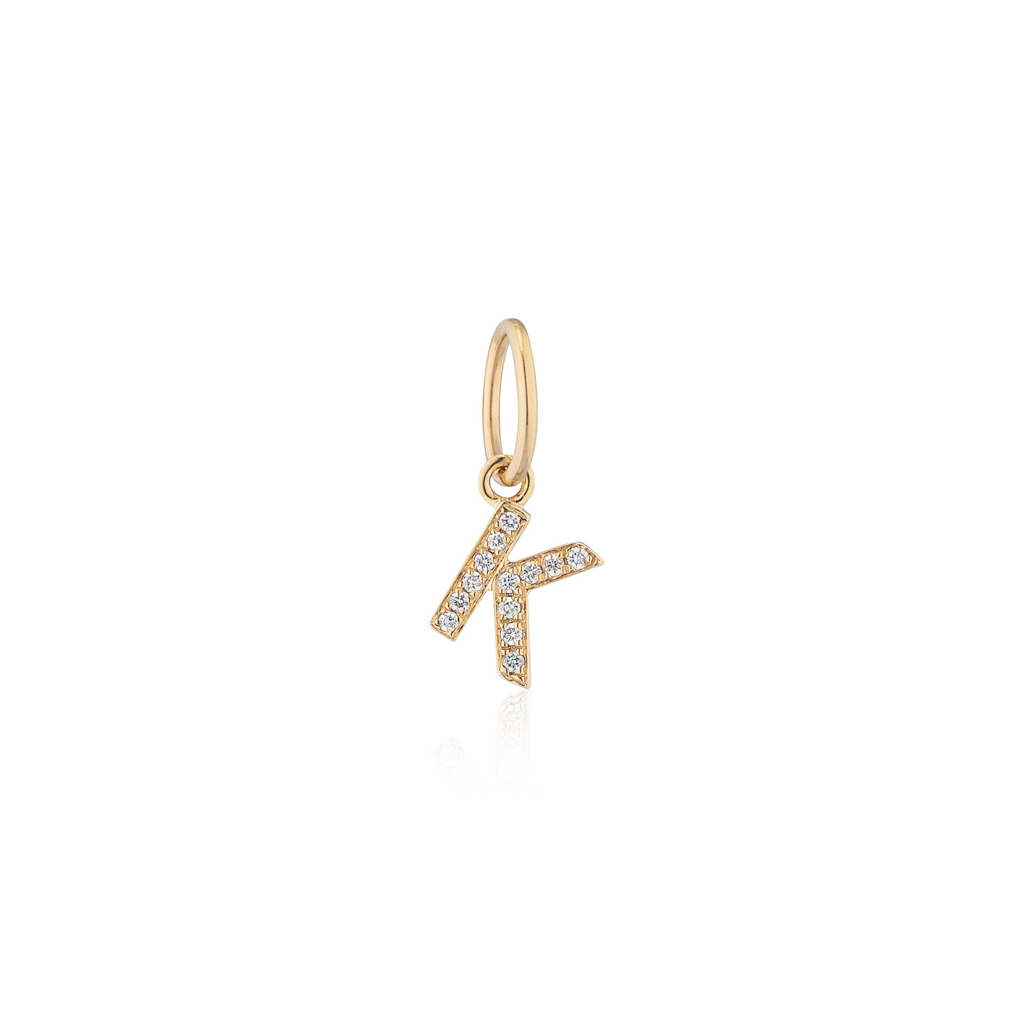 14 Karat Yellow Gold and Diamond Mini Initial Charm