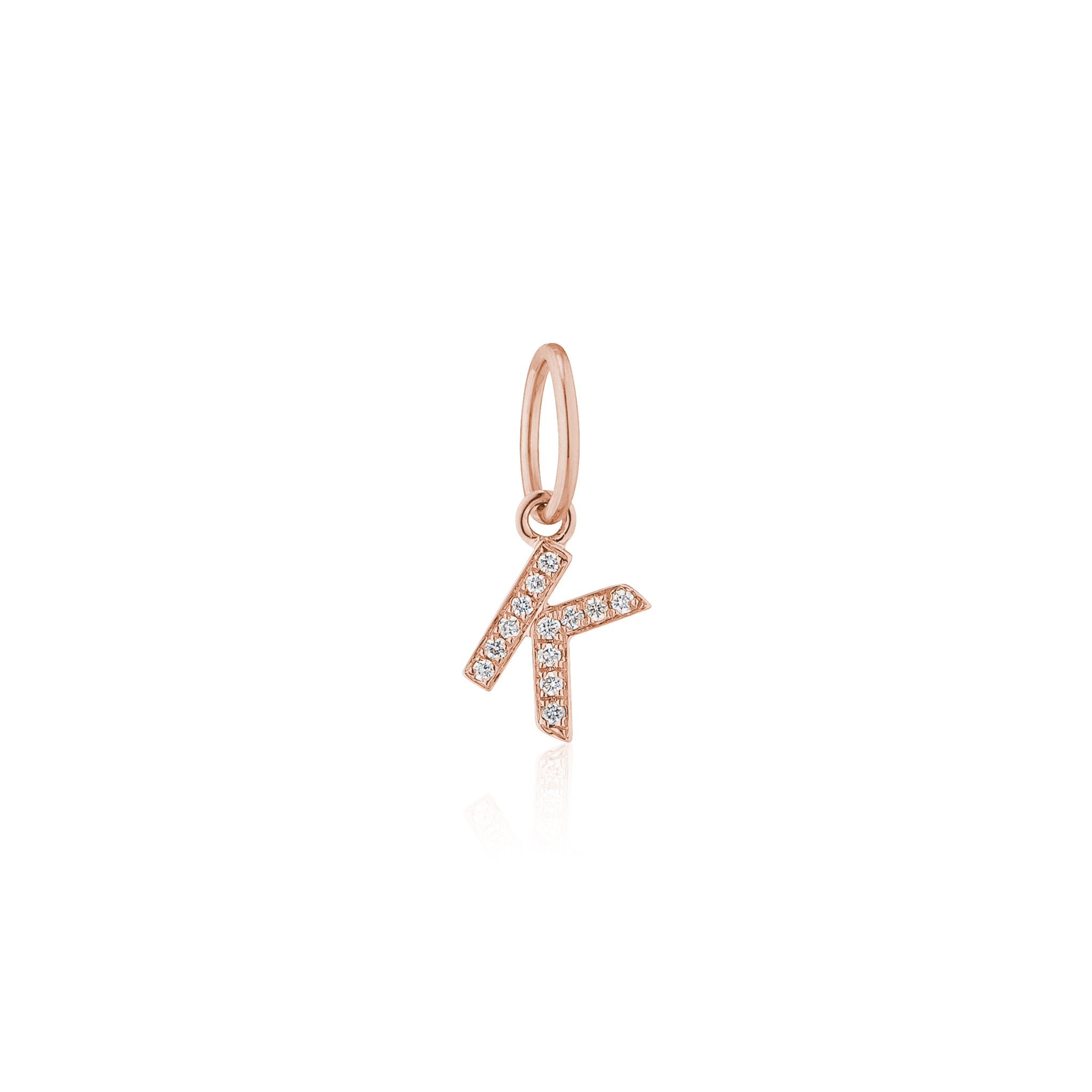 14 Karat Rose Gold and Diamond Mini Initial Charm