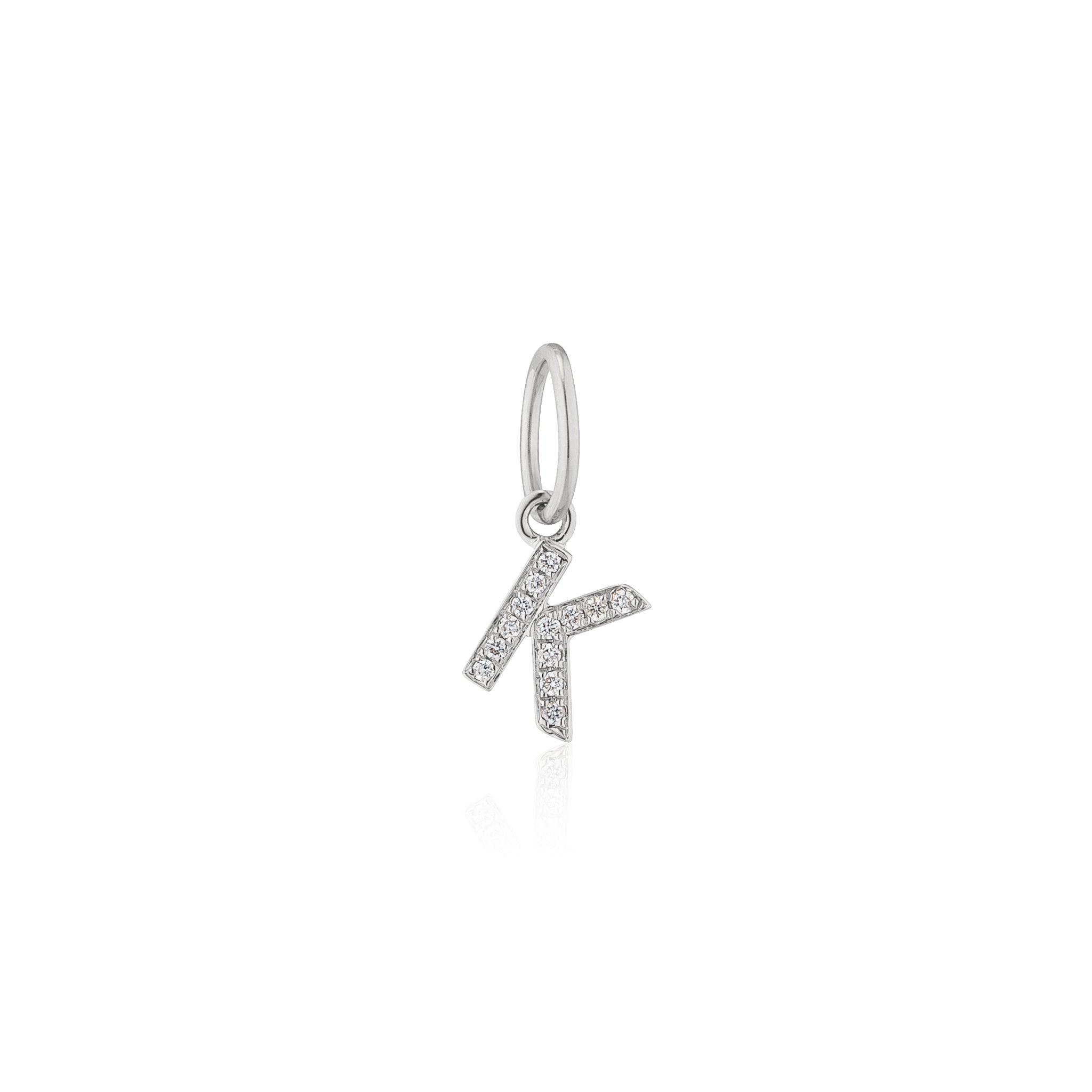 14 Karat White Gold and Diamond Mini Initial Charm