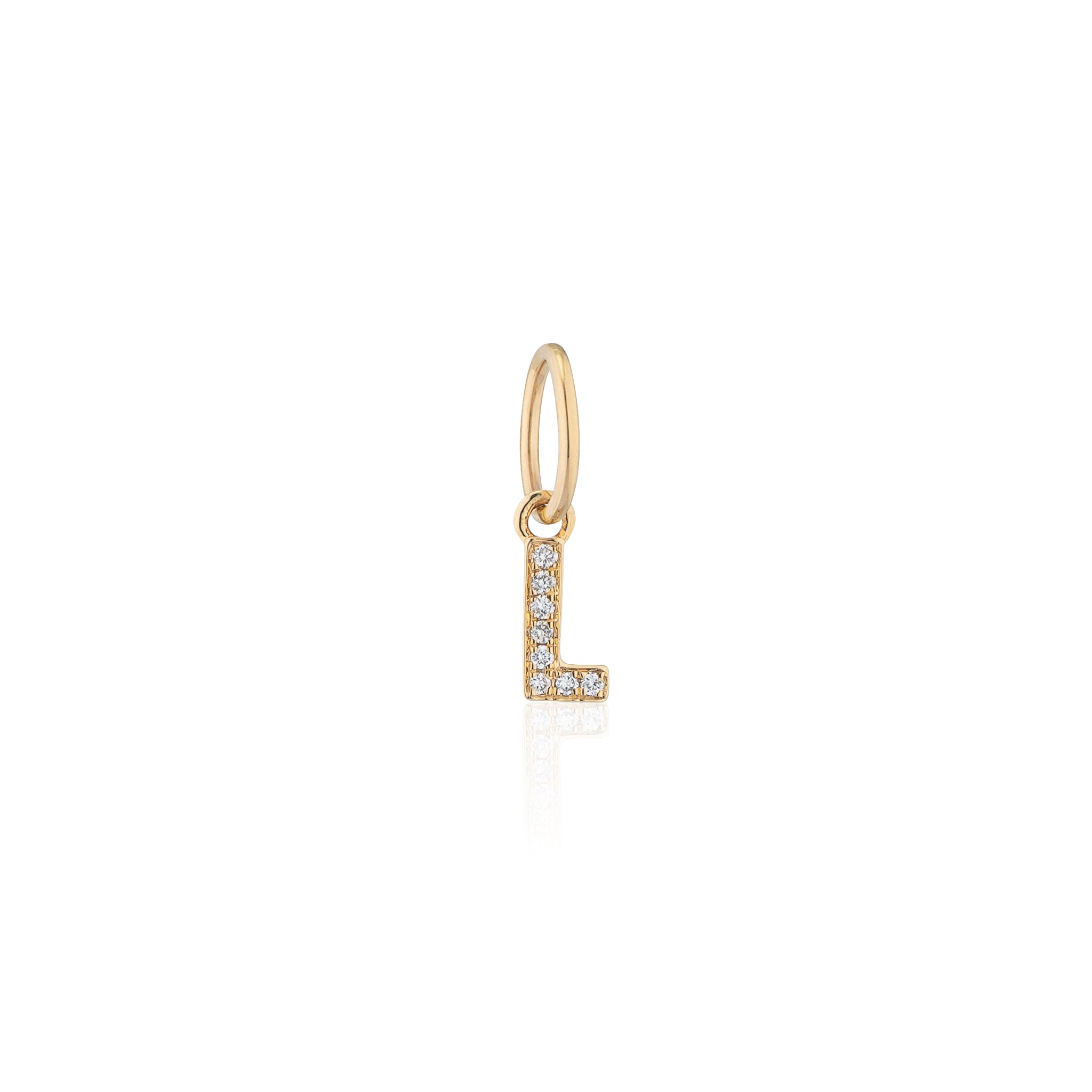 14 Karat Yellow Gold and Diamond Mini Initial Charm
