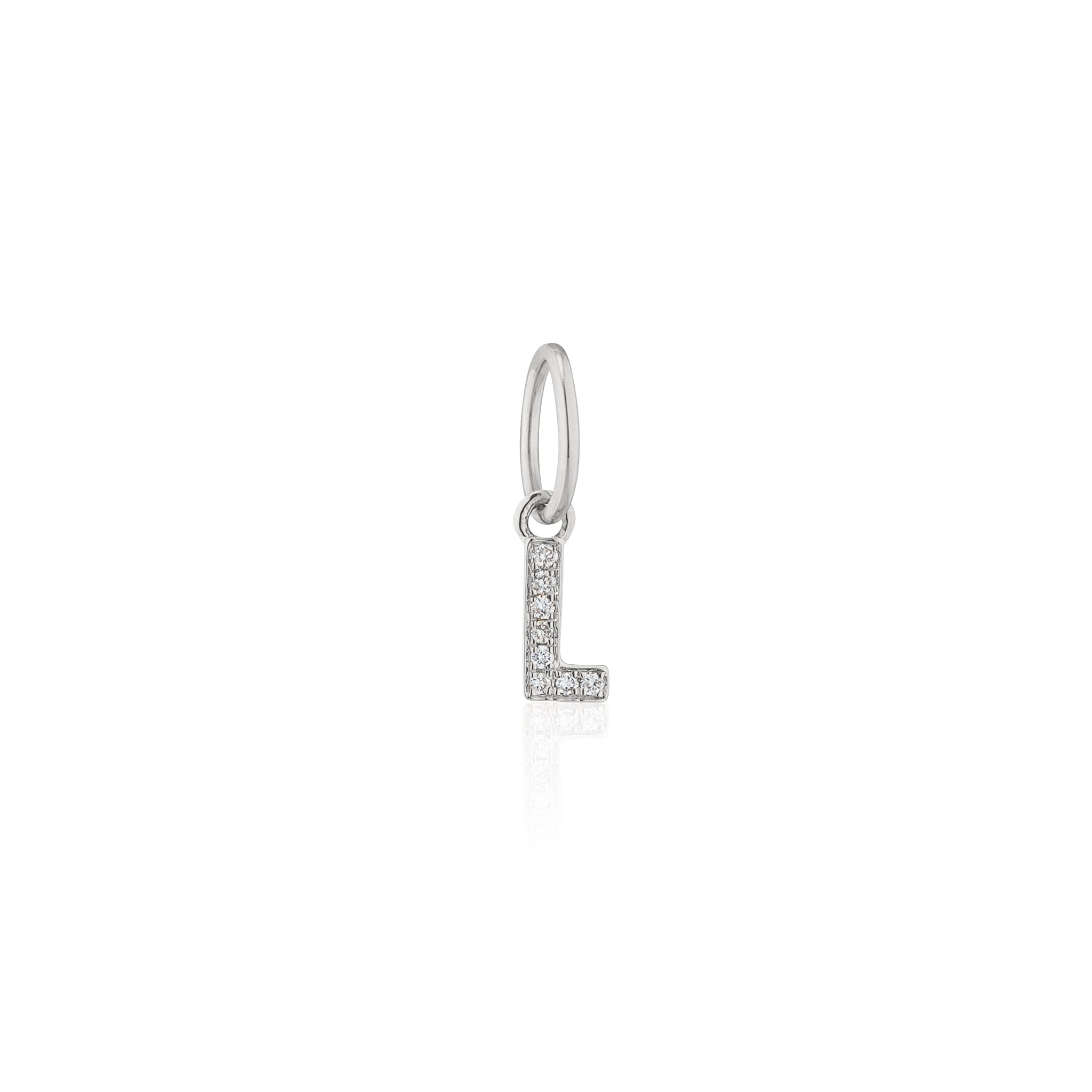 14 Karat White Gold and Diamond Mini Initial Charm
