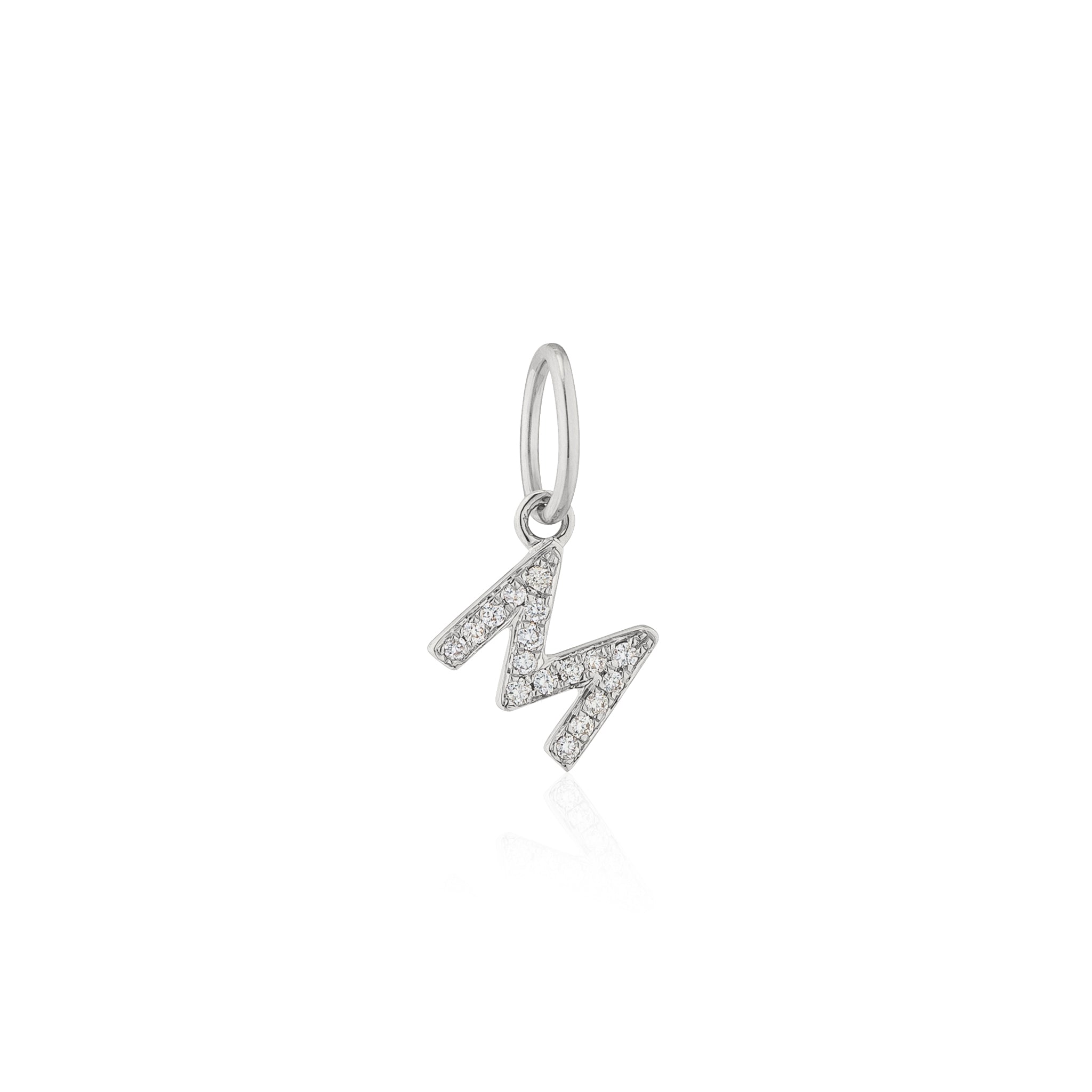 14 Karat White Gold and Diamond Mini Initial Charm
