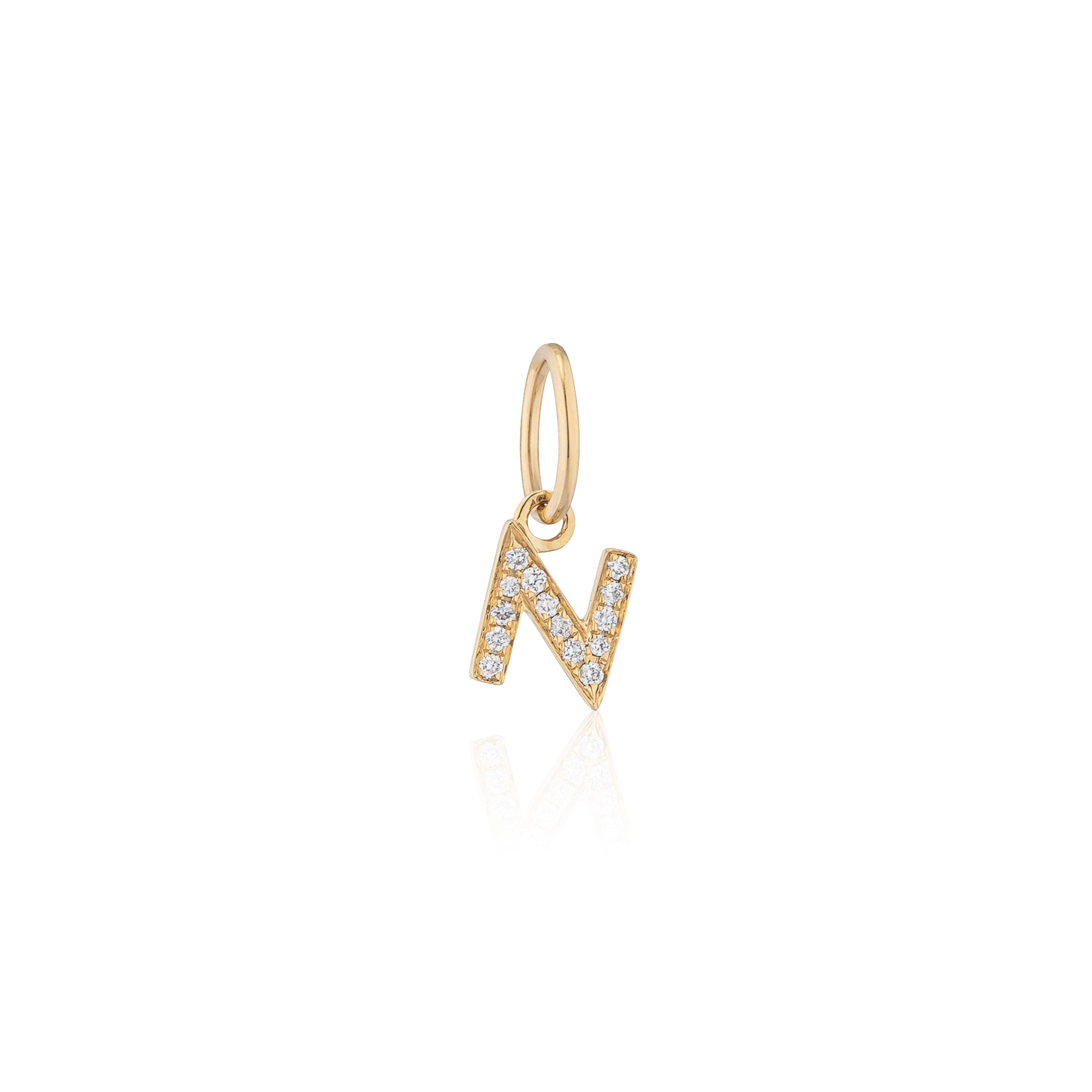 14 Karat Yellow Gold and Diamond Mini Initial Charm