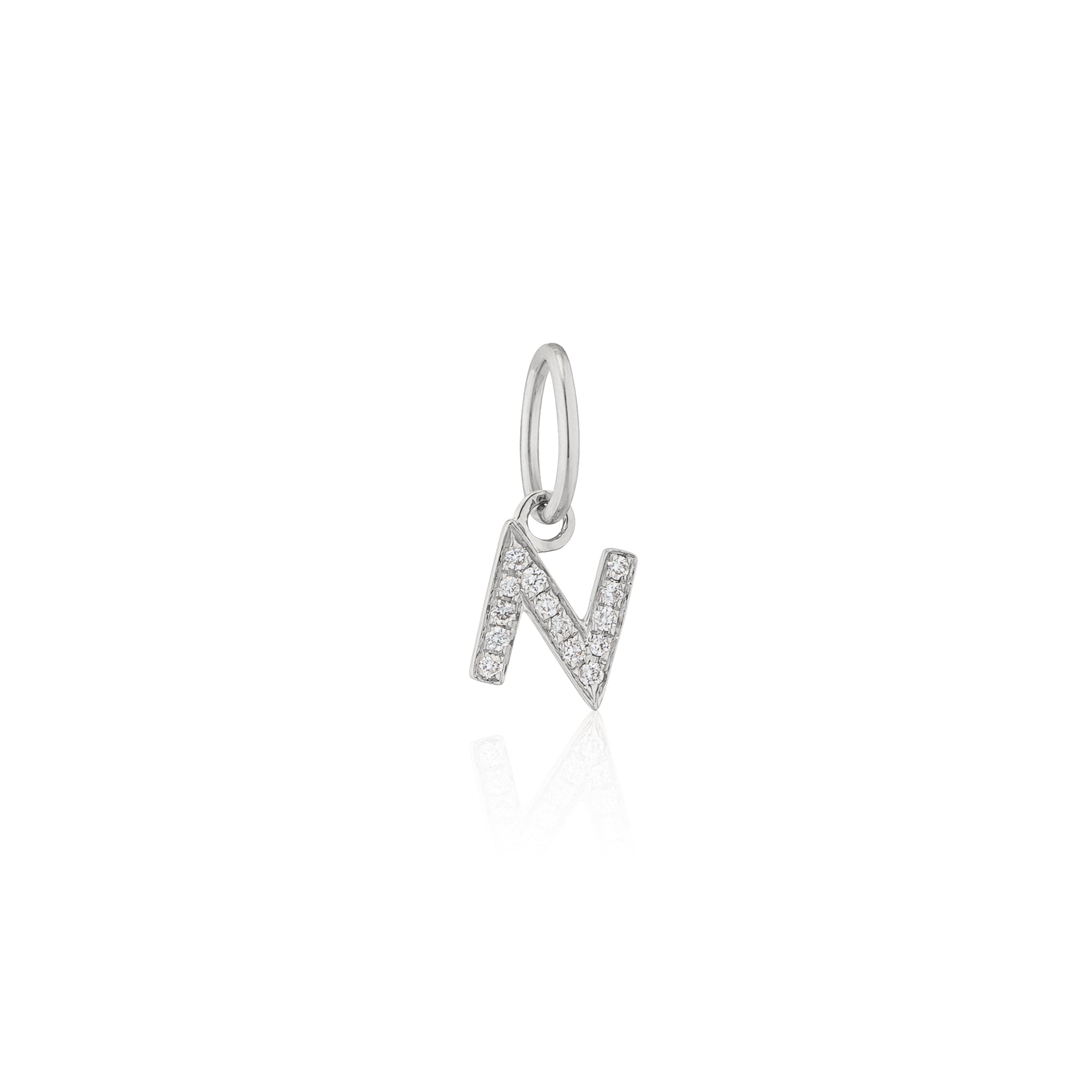14 Karat White Gold and Diamond Mini Initial Charm