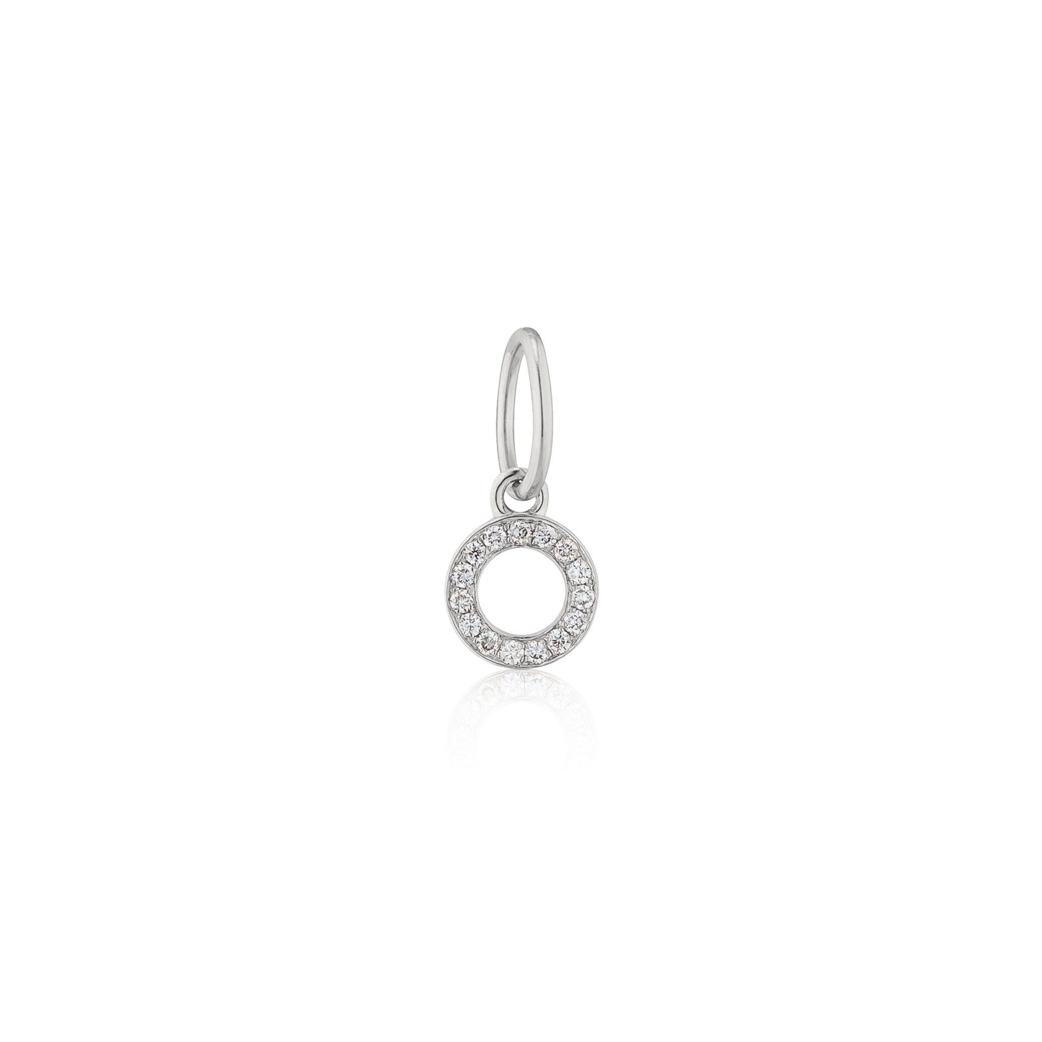 14 Karat White Gold and Diamond Mini Initial Charm