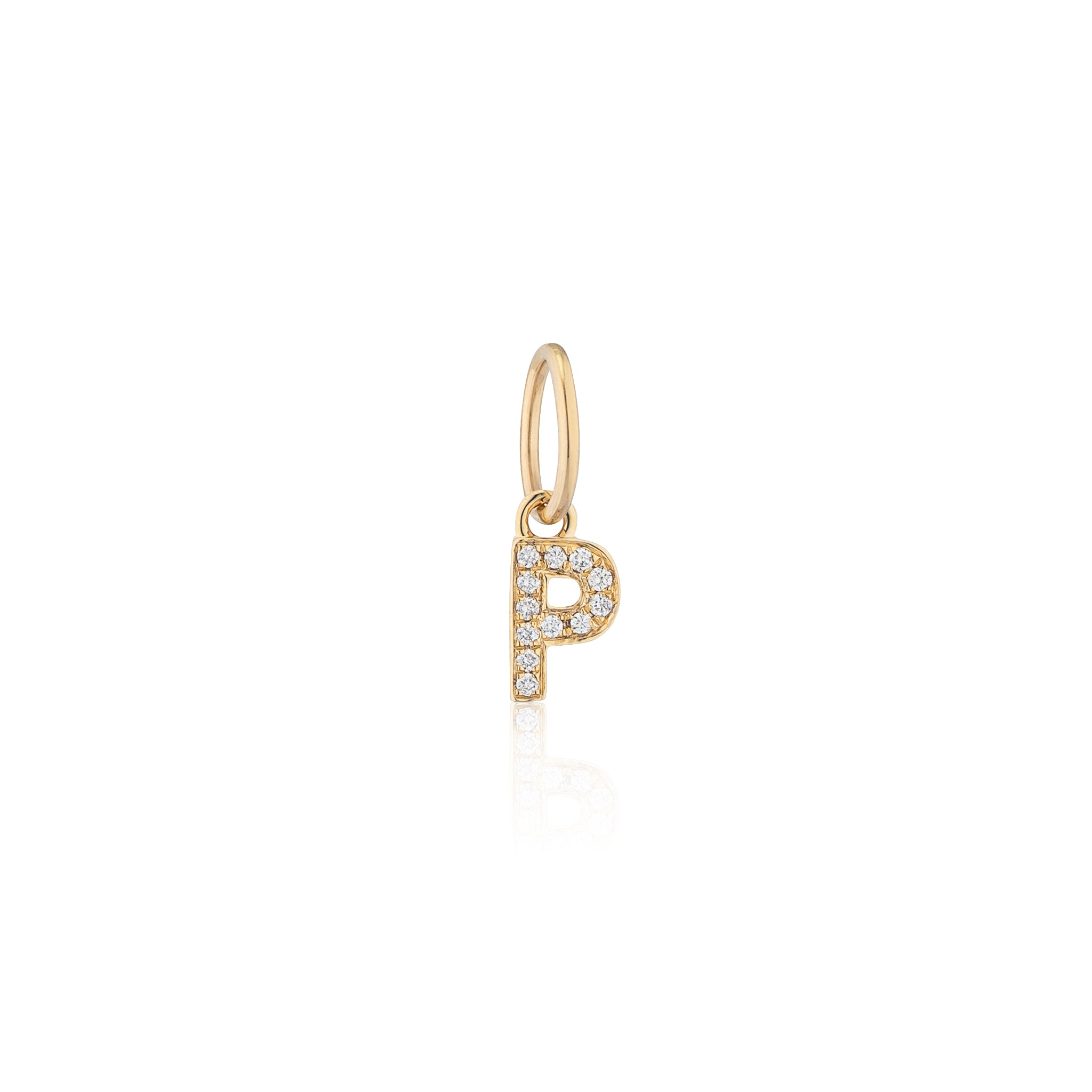 14 Karat Yellow Gold and Diamond Mini Initial Charm