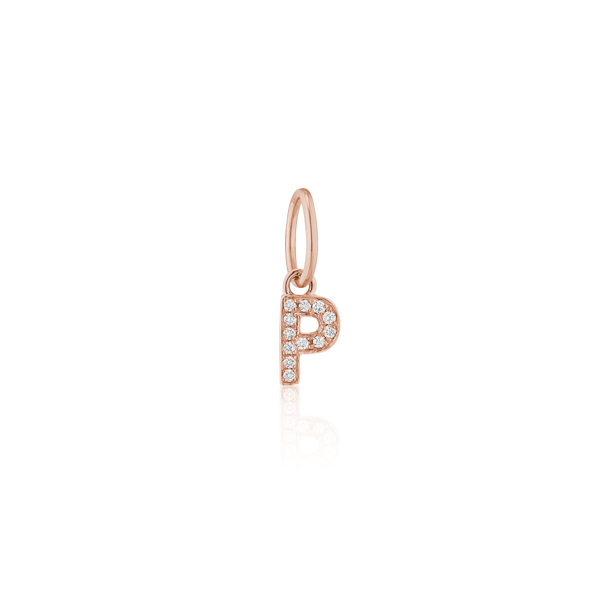 14 Karat Rose Gold and Diamond Mini Initial Charm