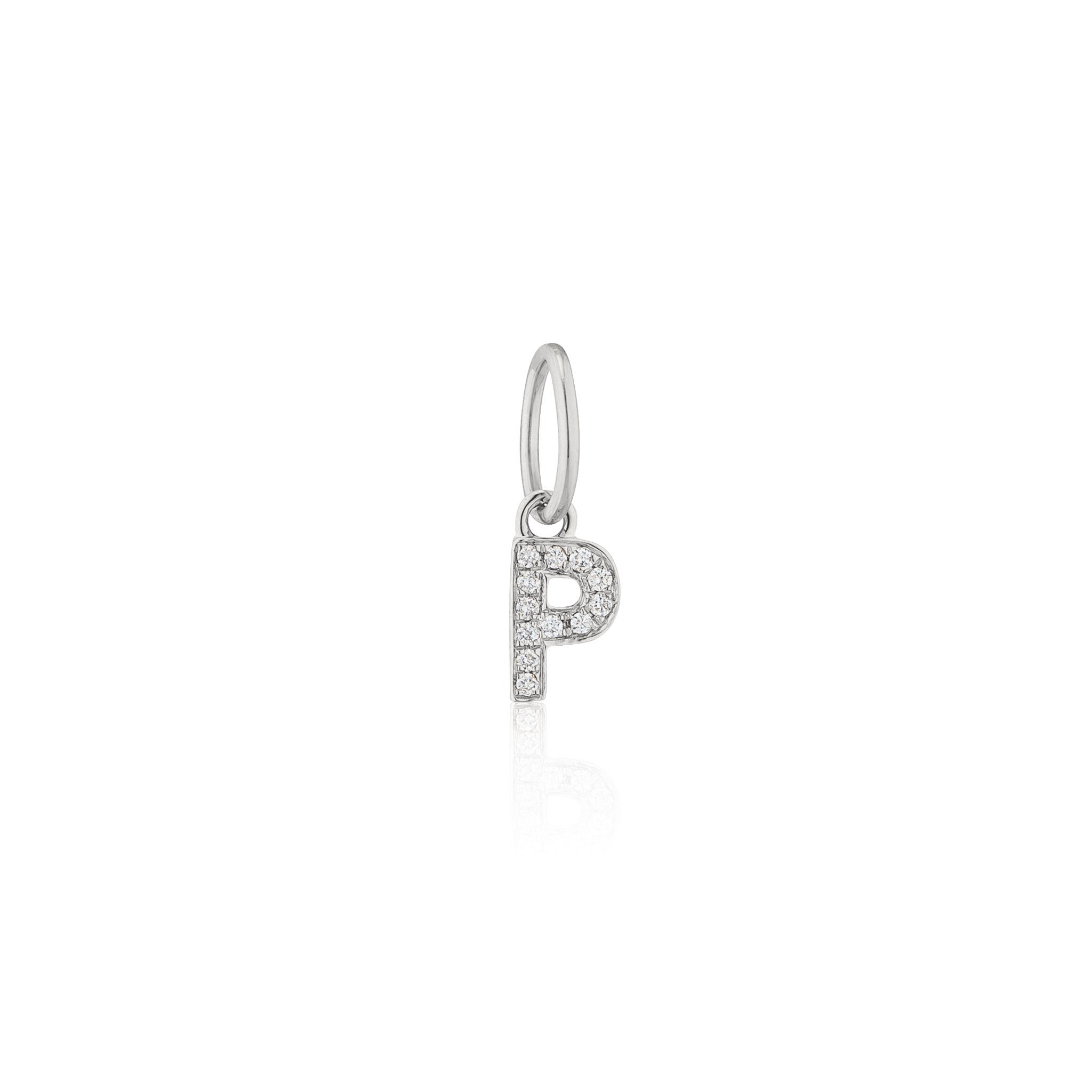 14 Karat White Gold and Diamond Mini Initial Charm