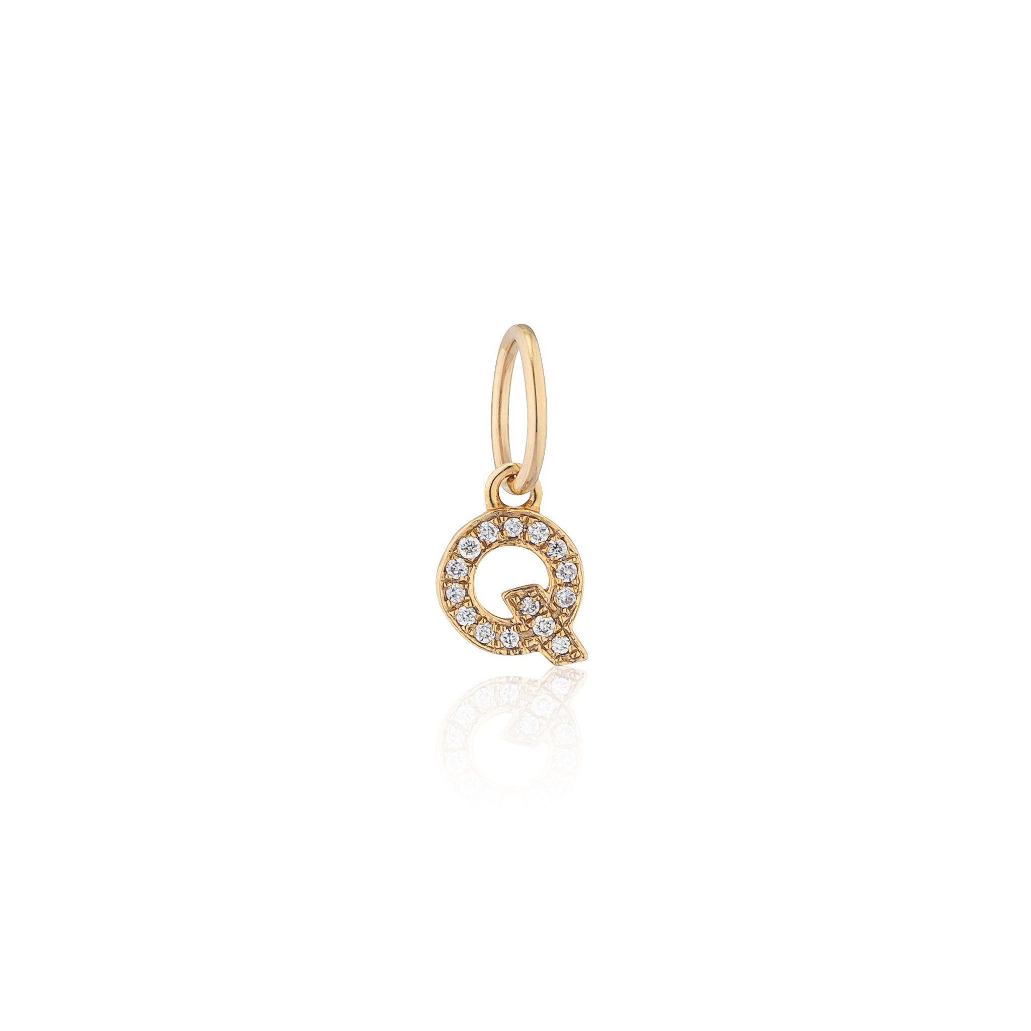 14 Karat Yellow Gold and Diamond Mini Initial Charm