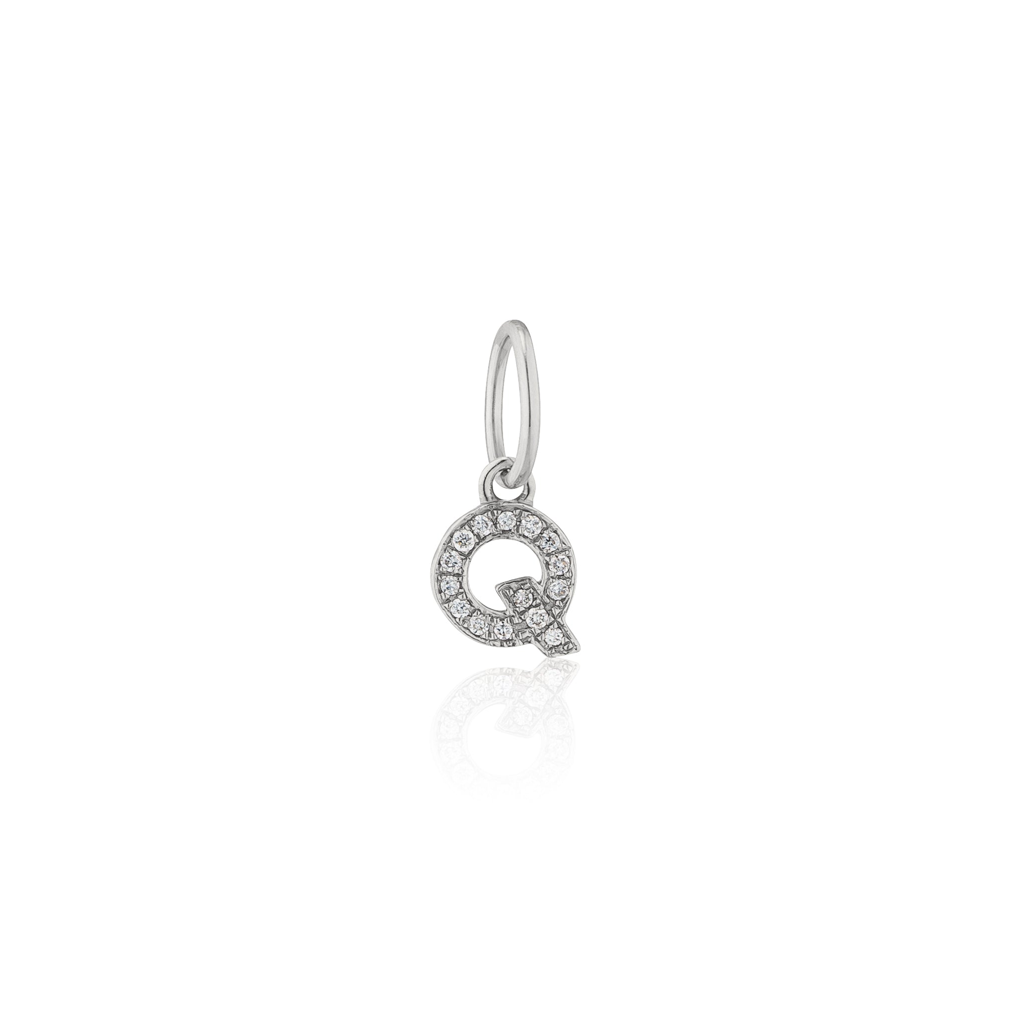 14 Karat White Gold and Diamond Mini Initial Charm