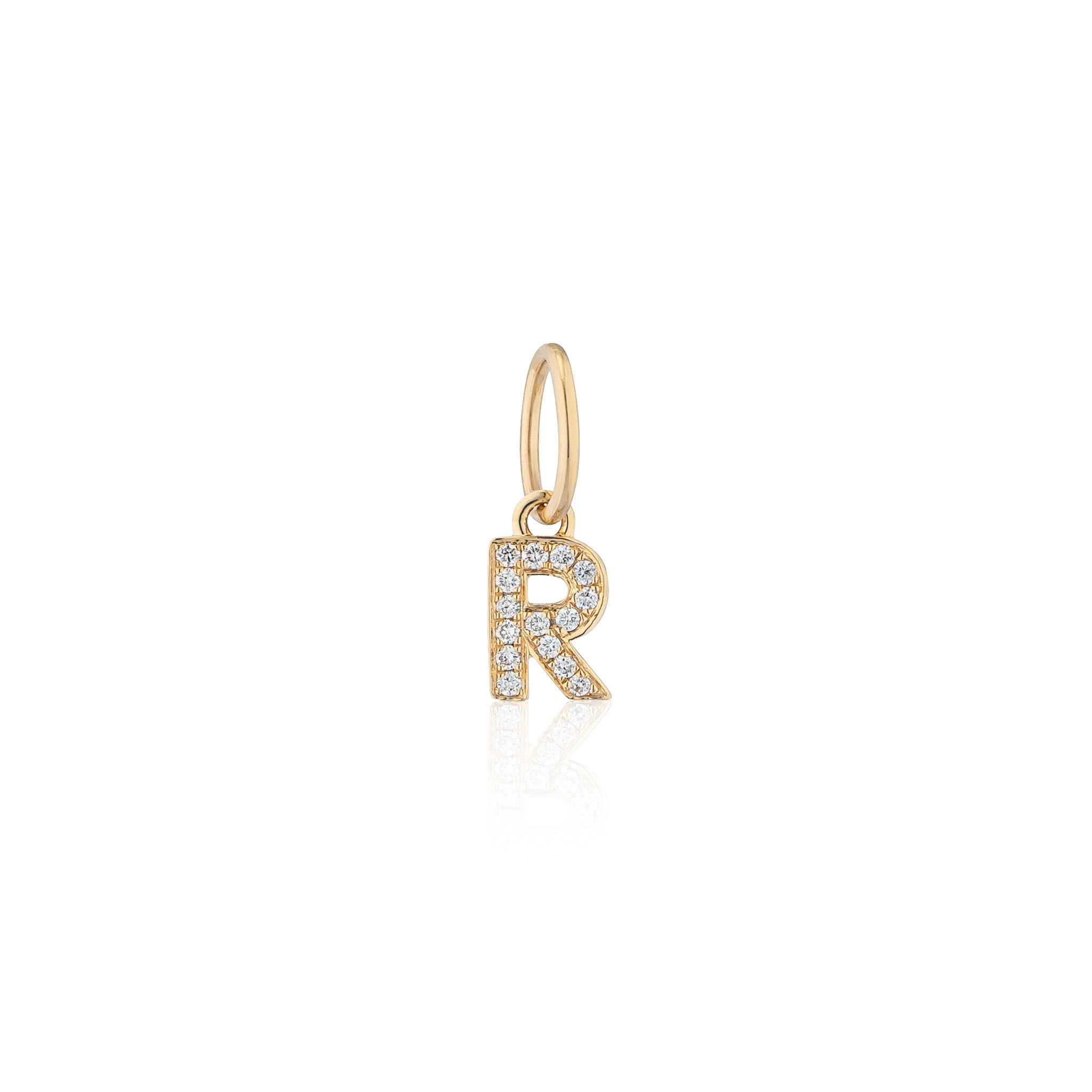 14 Karat Yellow Gold and Diamond Mini Initial Charm