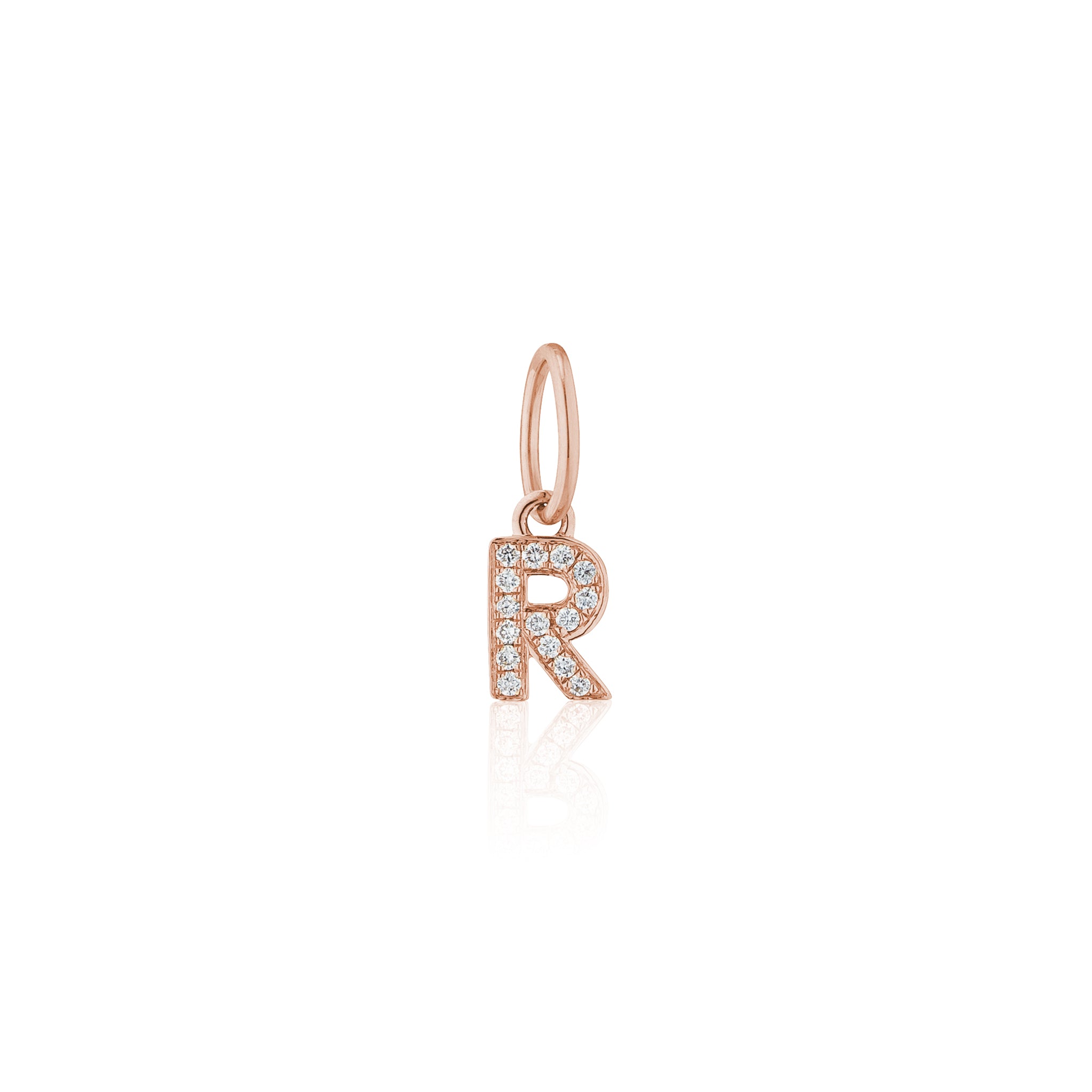 14 Karat Rose Gold and Diamond Mini Initial Charm