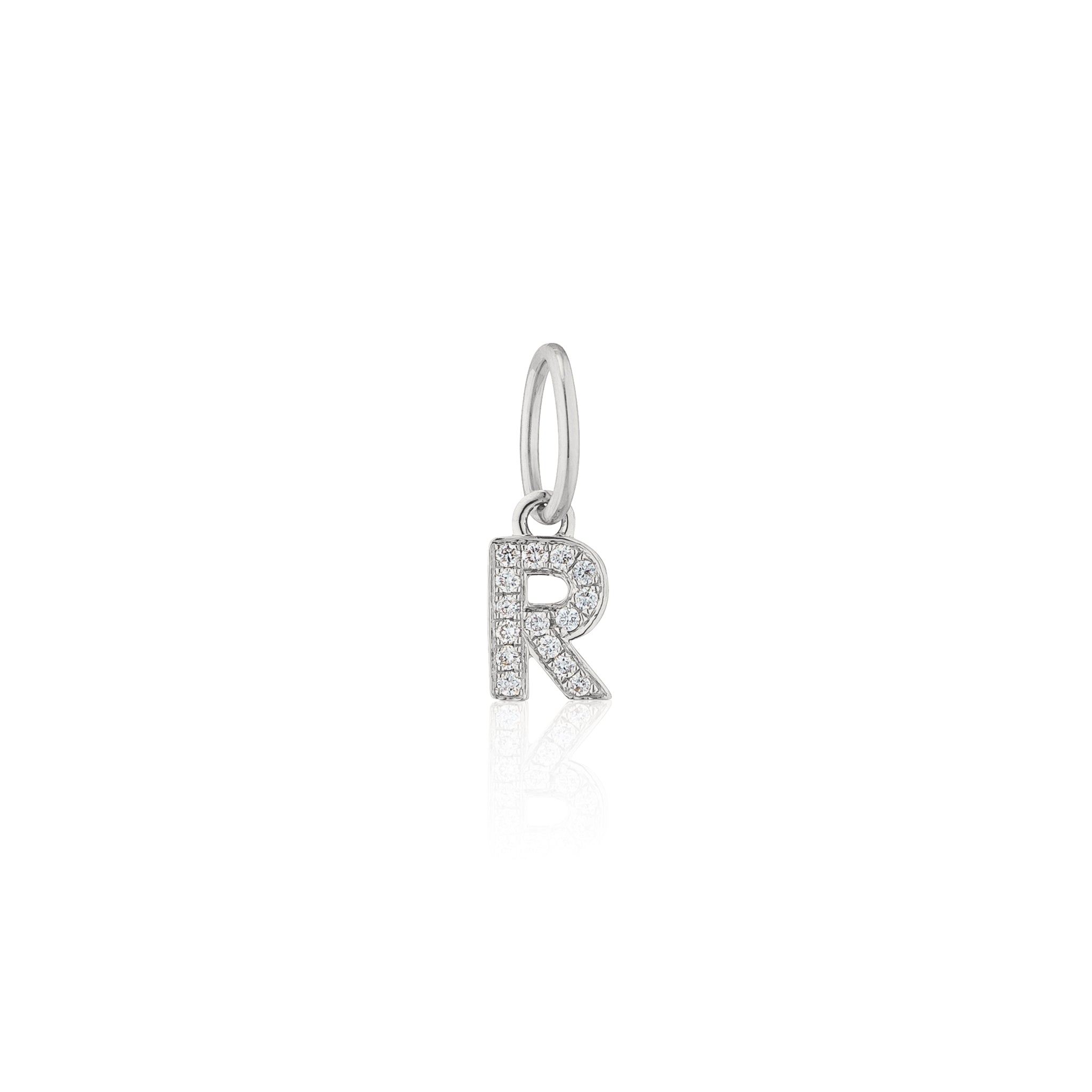 14 Karat White Gold and Diamond Mini Initial Charm