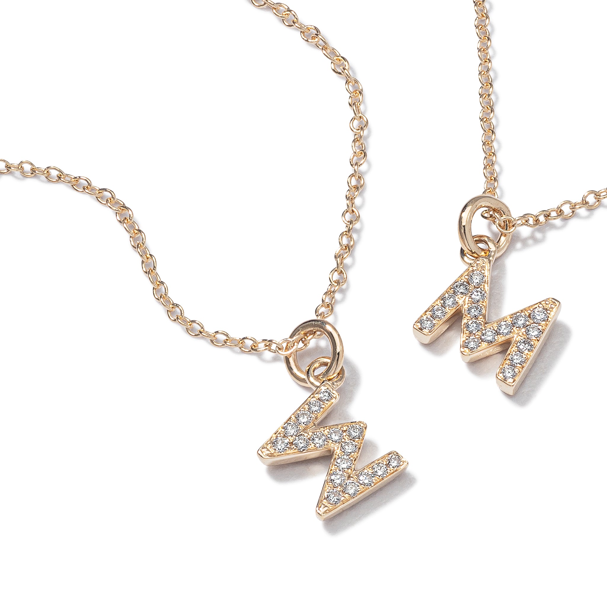 14 Karat Yellow Gold and Diamond Mini Initial Charm