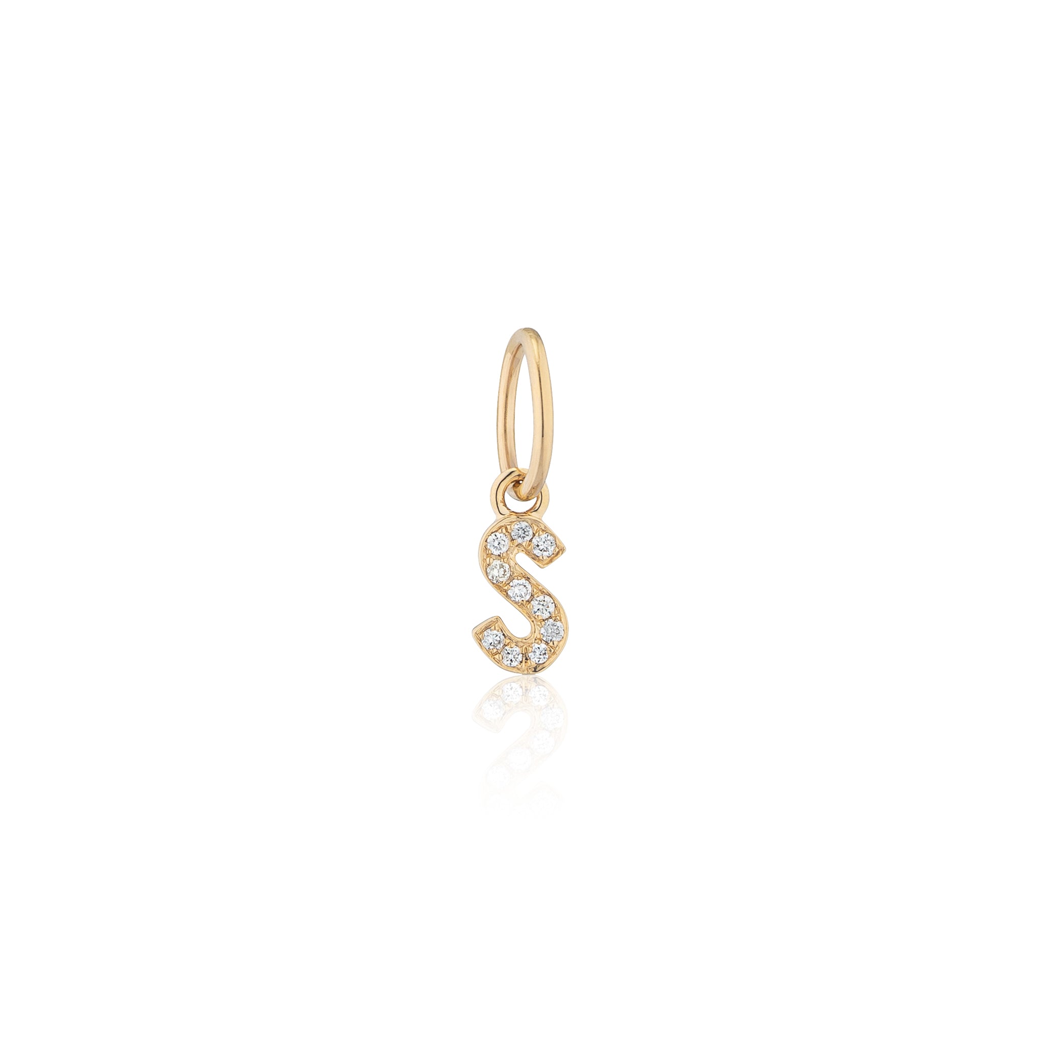 14 Karat Yellow Gold and Diamond Mini Initial Charm