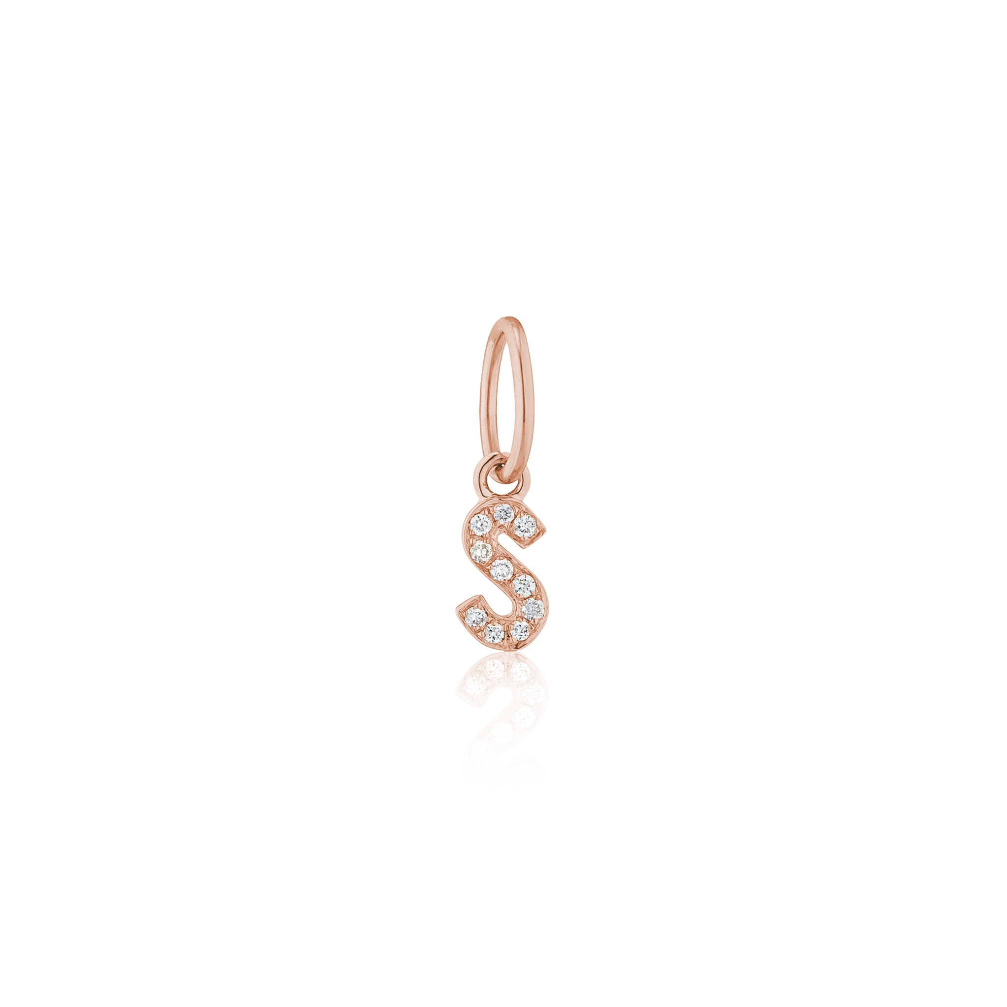 14 Karat Rose Gold and Diamond Mini Initial Charm