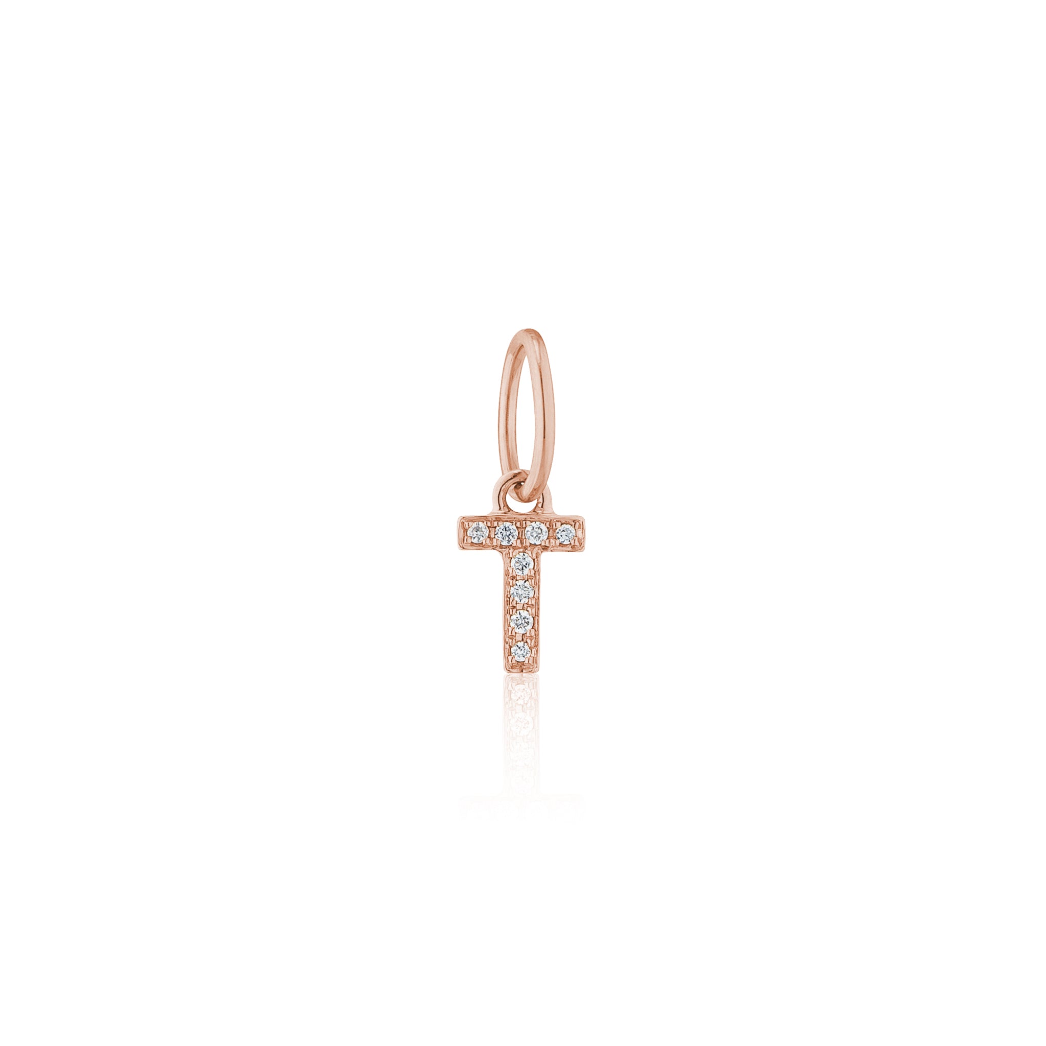 14 Karat Rose Gold and Diamond Mini Initial Charm