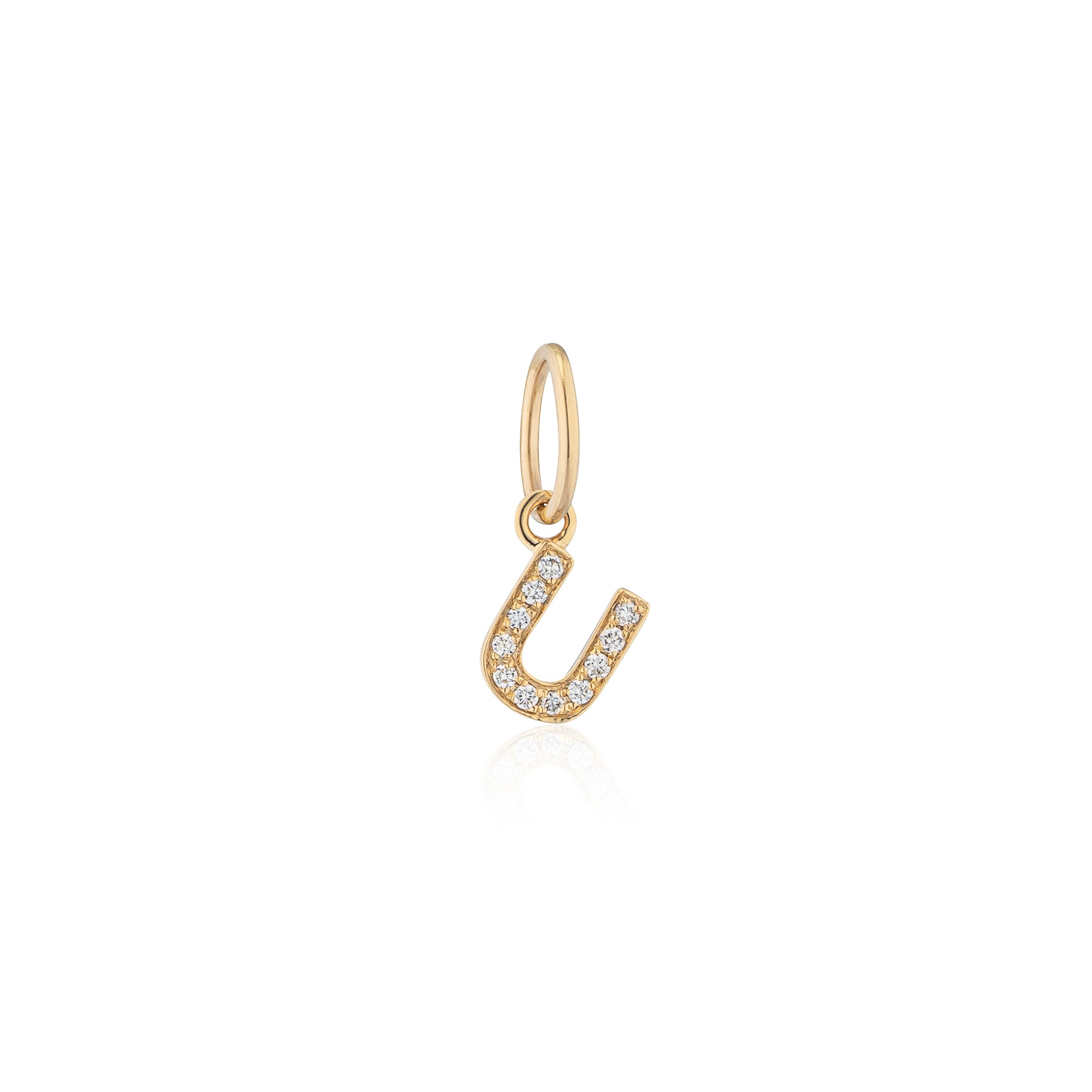 14 Karat Yellow Gold and Diamond Mini Initial Charm