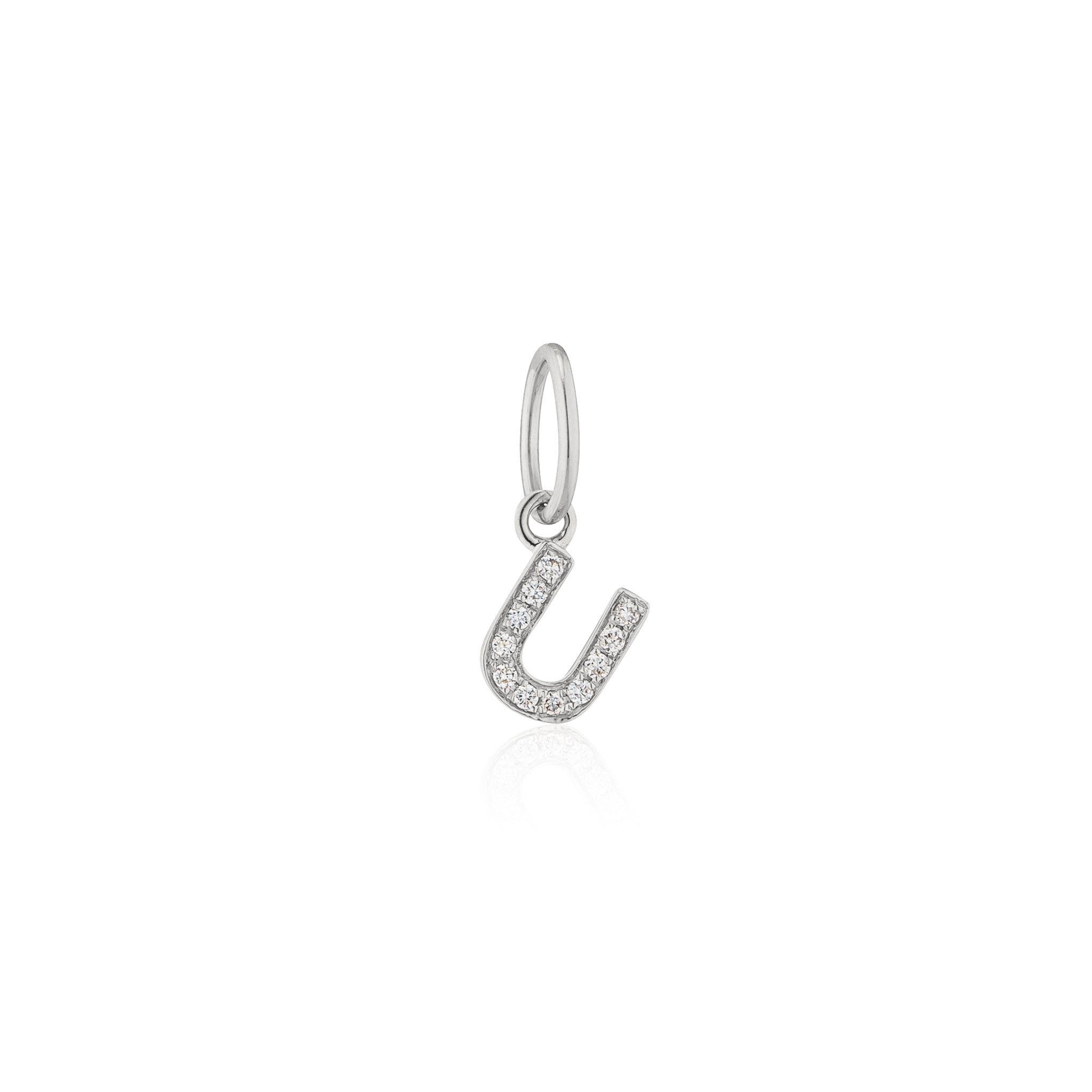 14 Karat White Gold and Diamond Mini Initial Charm