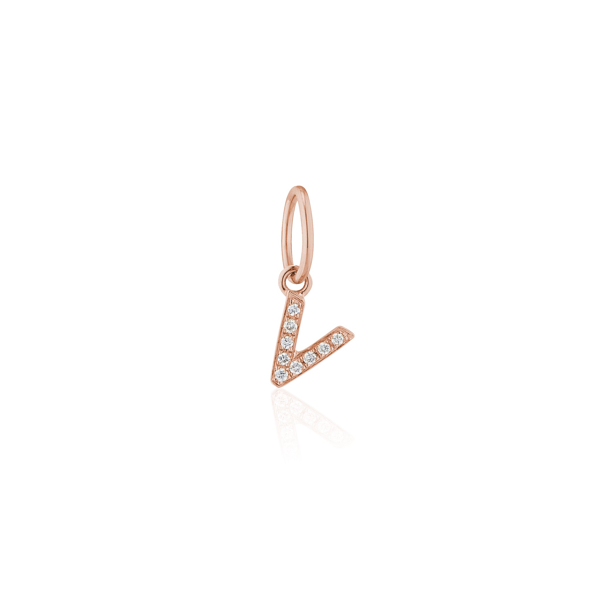 14 Karat Rose Gold and Diamond Mini Initial Charm