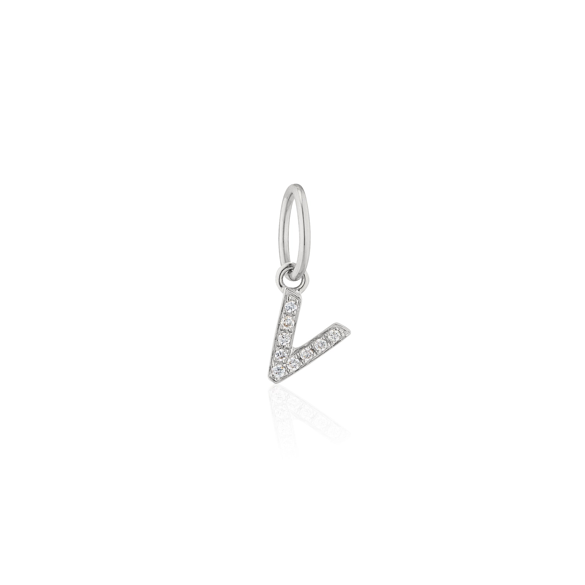 14 Karat White Gold and Diamond Mini Initial Charm