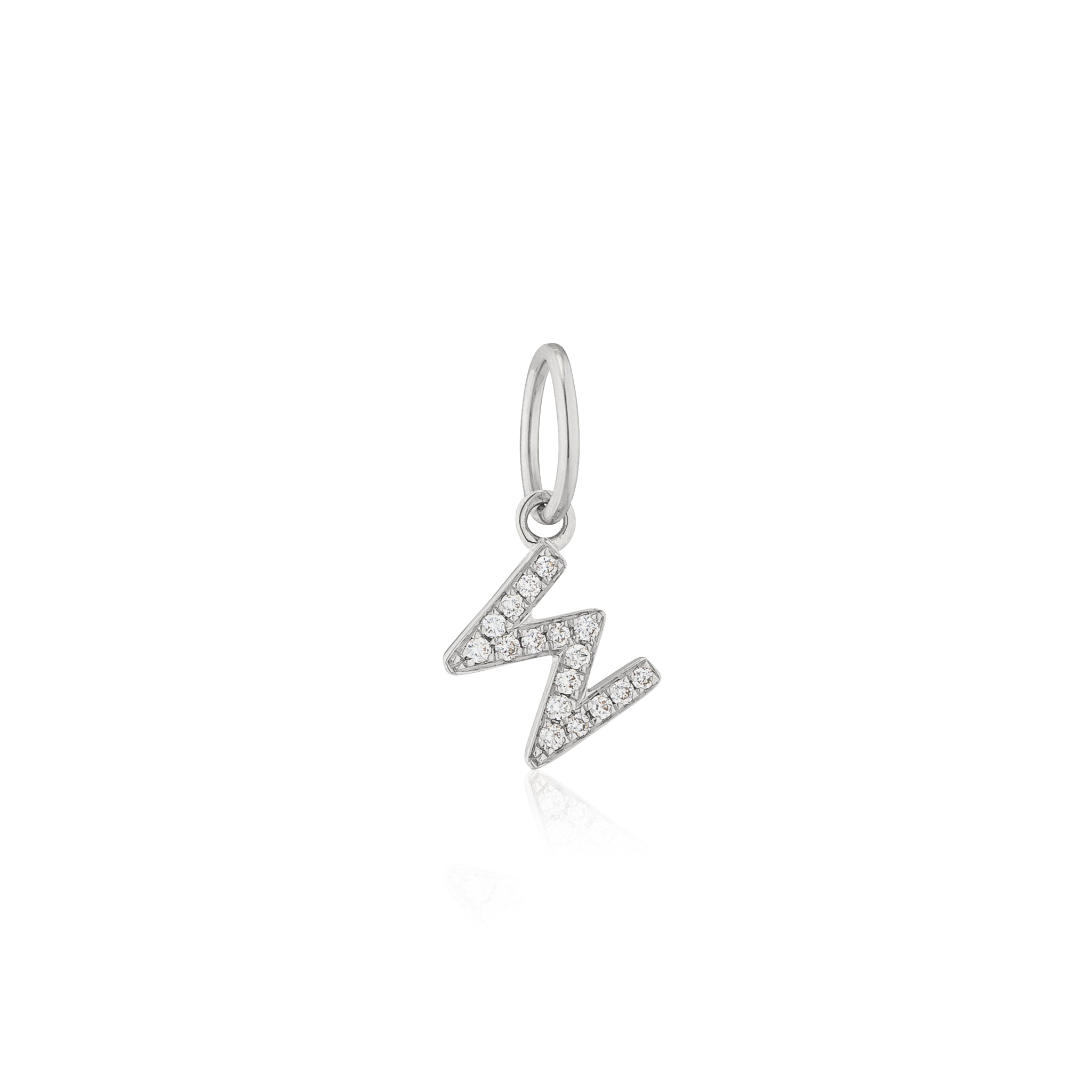 14 Karat White Gold and Diamond Mini Initial Charm