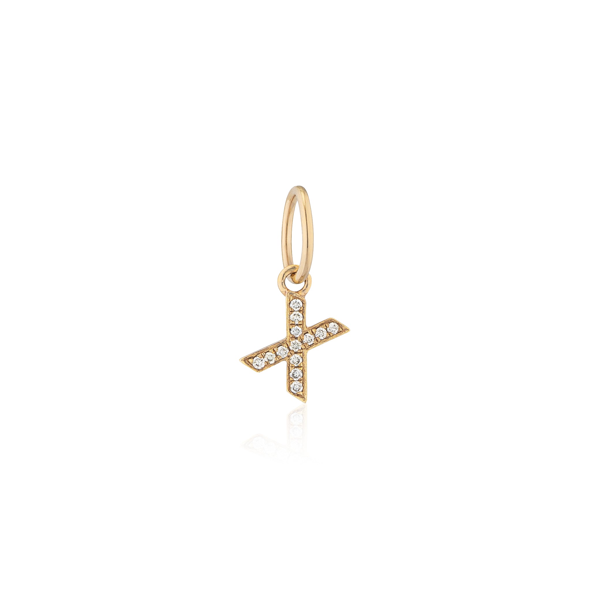 14 Karat Yellow Gold and Diamond Mini Initial Charm
