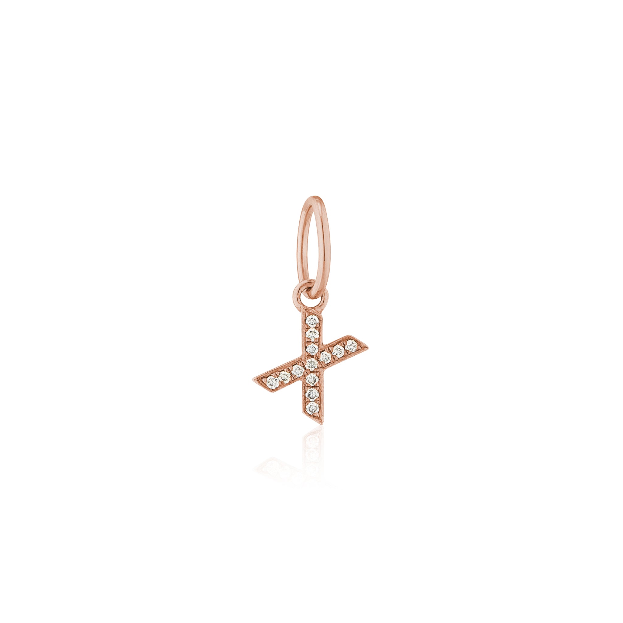 14 Karat Rose Gold and Diamond Mini Initial Charm