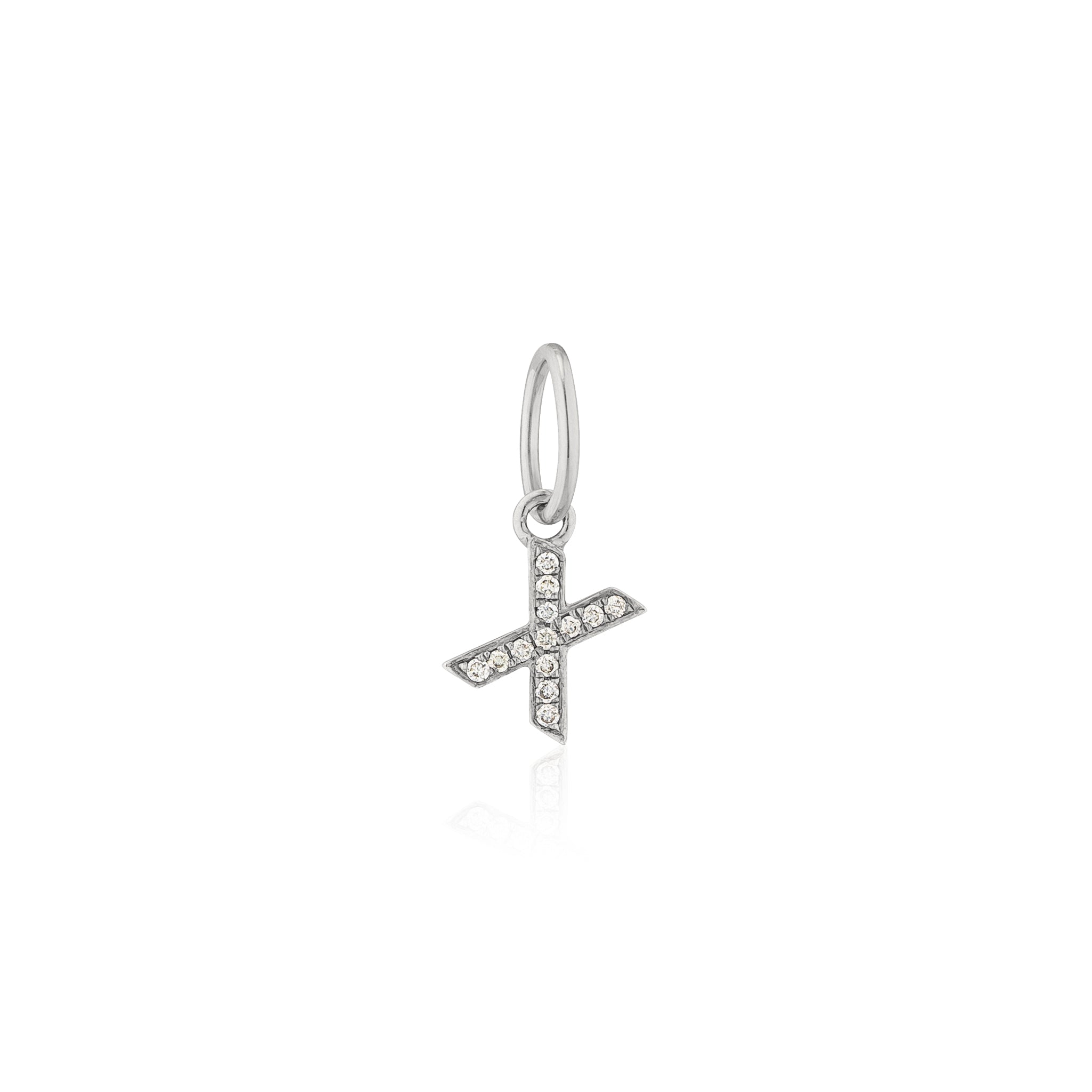 14 Karat White Gold and Diamond Mini Initial Charm