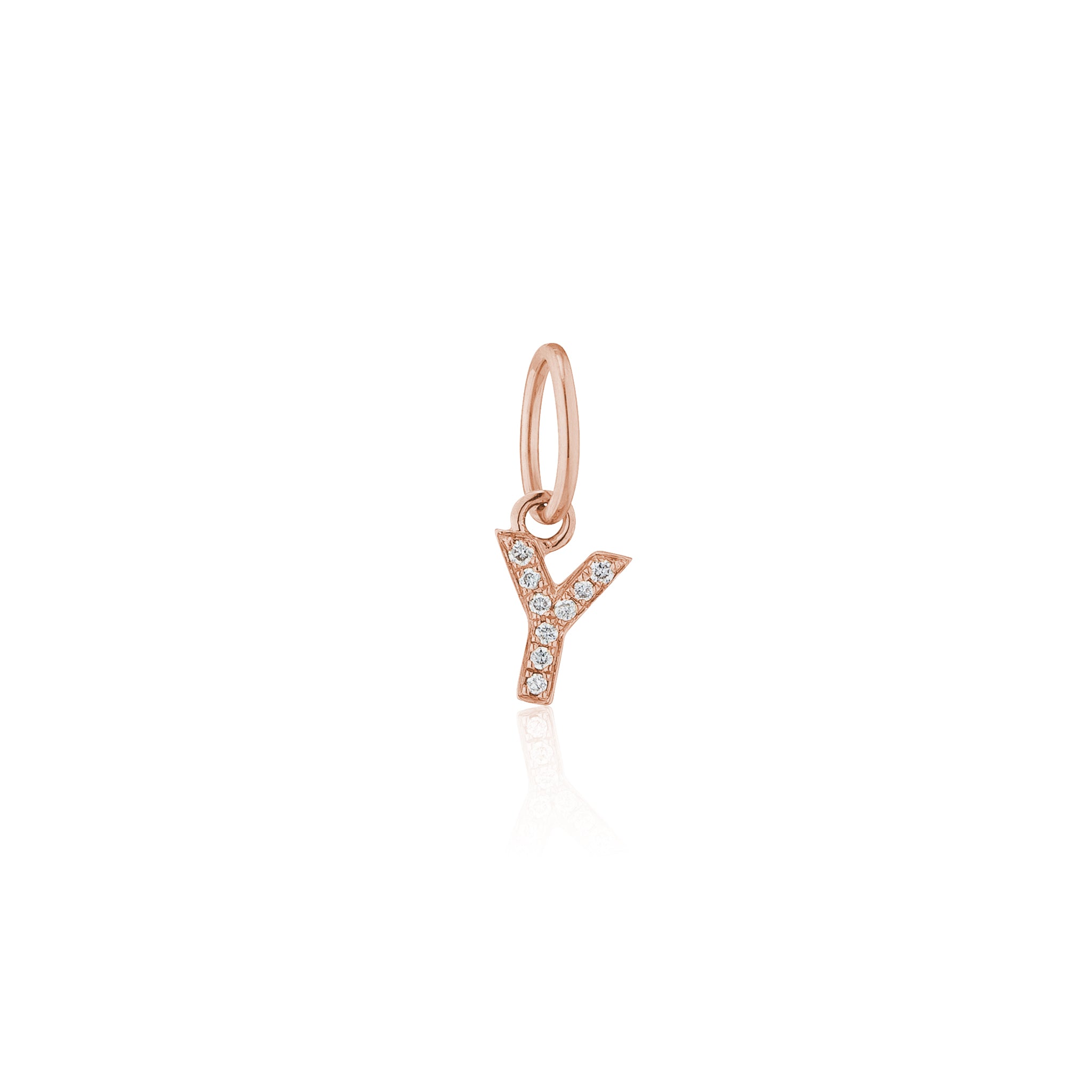 14 Karat Rose Gold and Diamond Mini Initial Charm