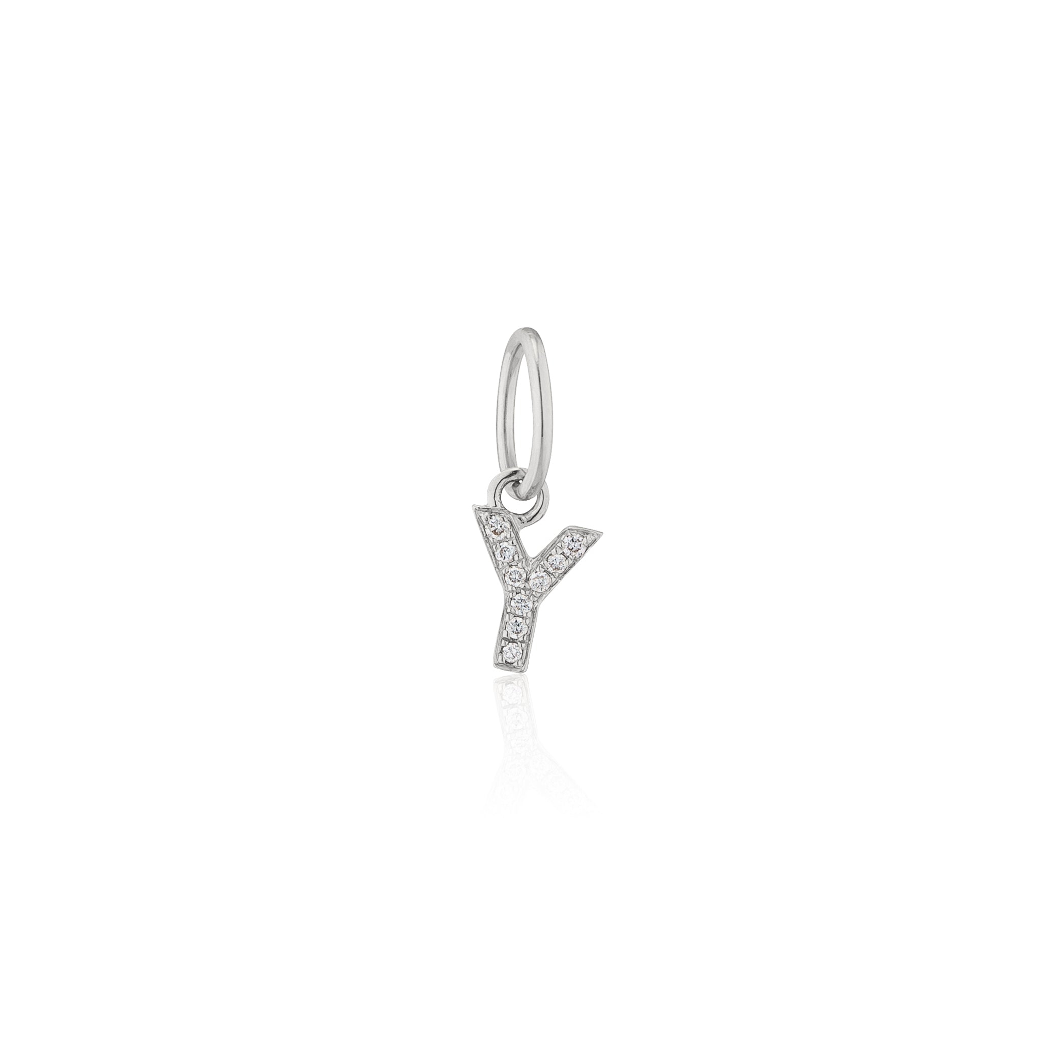 14 Karat White Gold and Diamond Mini Initial Charm