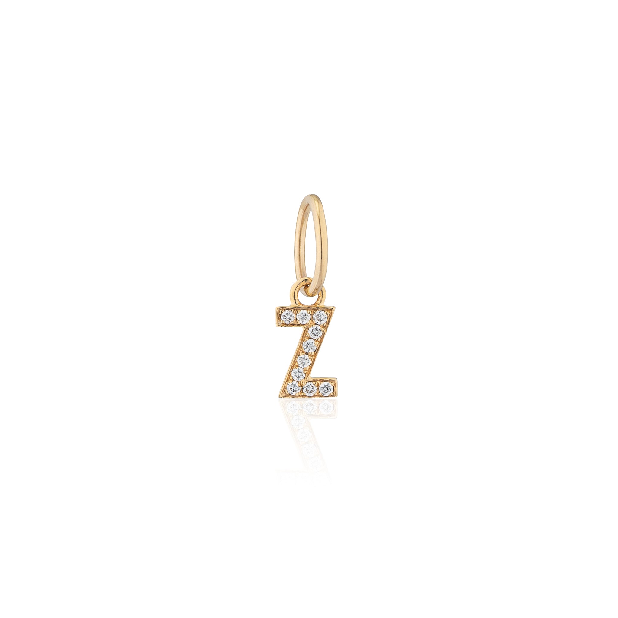 14 Karat Yellow Gold and Diamond Mini Initial Charm