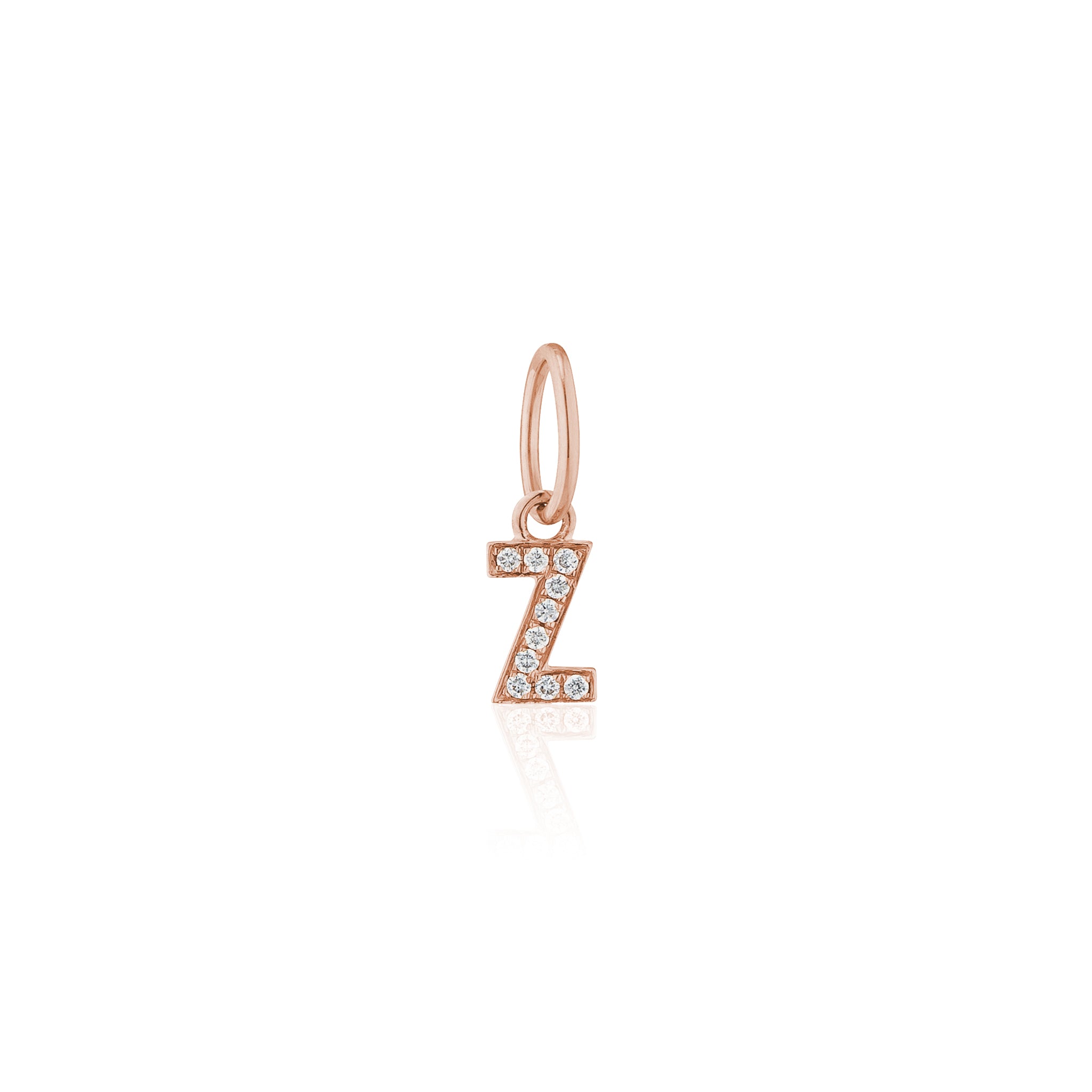 14 Karat Rose Gold and Diamond Mini Initial Charm