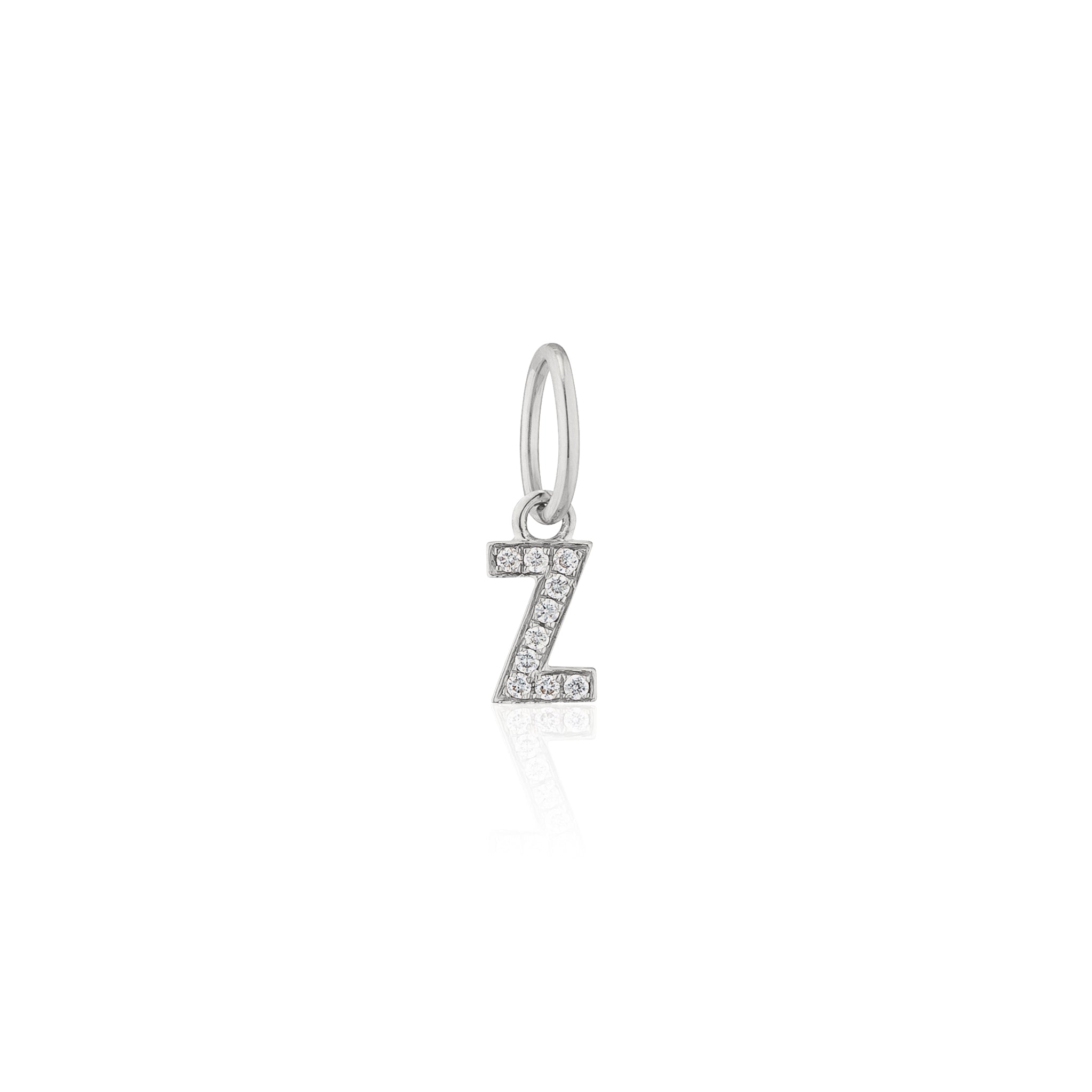 14 Karat White Gold and Diamond Mini Initial Charm