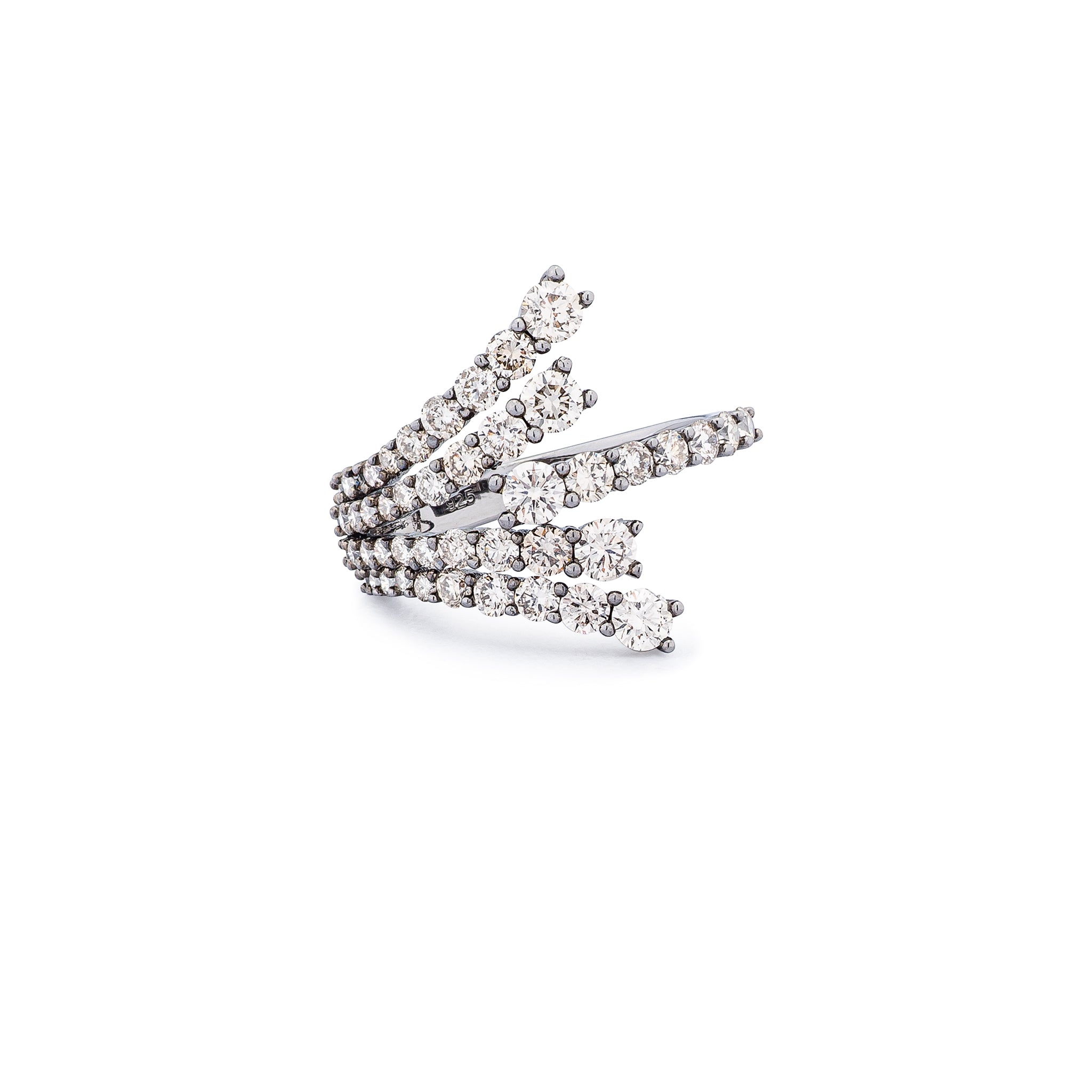 Sterling and Diamond Fan Ring