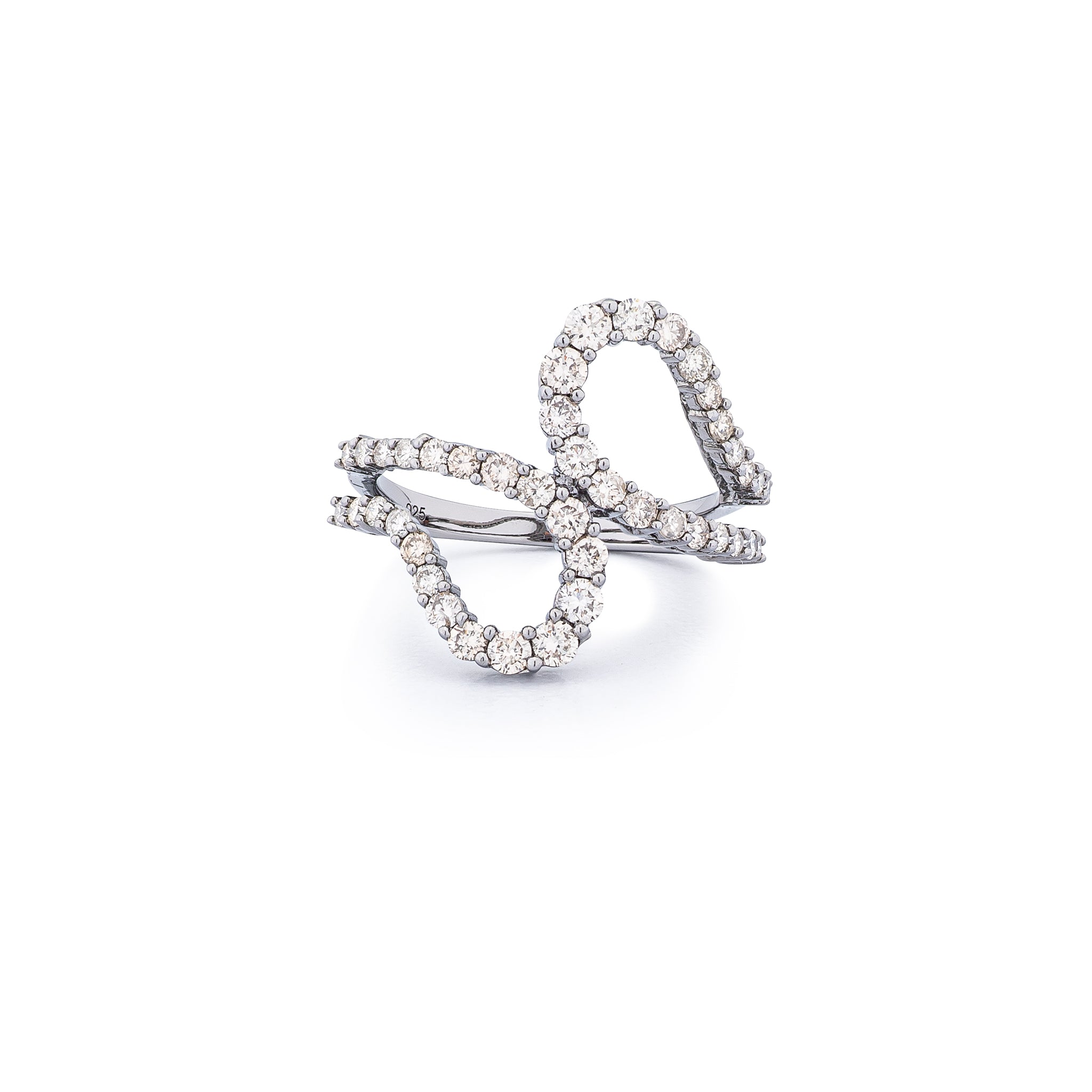 Sterling and Diamond Pear Wave Ring