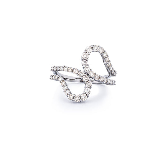 Sterling and Diamond Pear Wave Ring